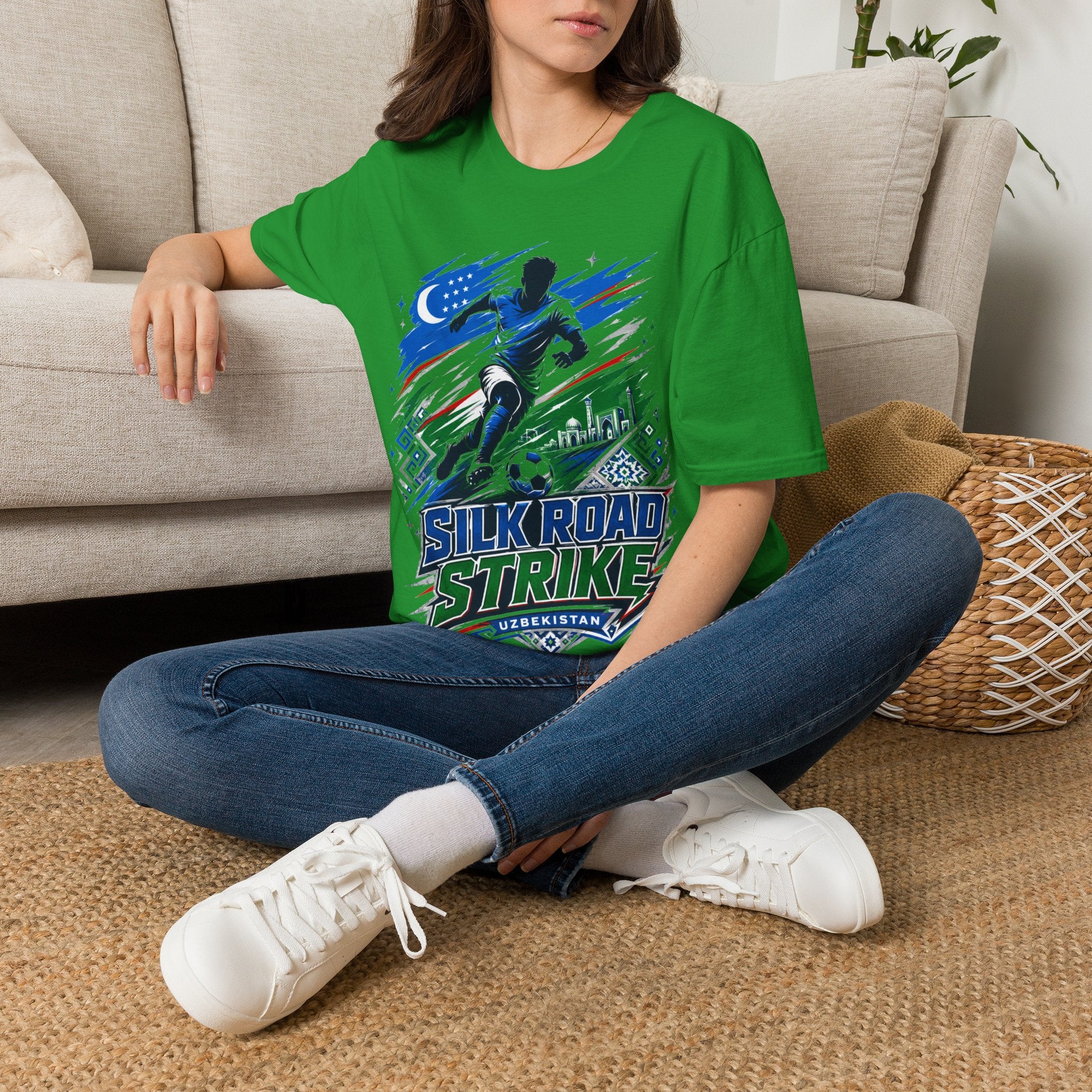 Silk Road Strike Soccer T-Shirt — Uzbekistan Football Graphic Tee