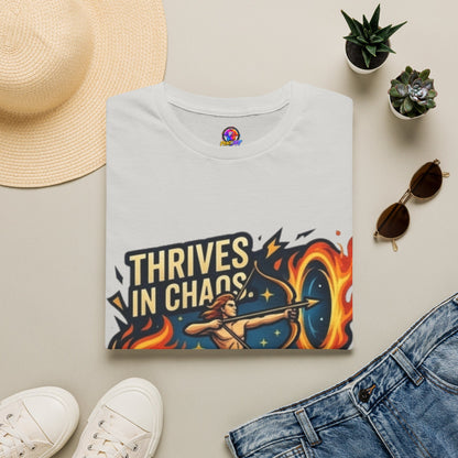 Sagittarius Archer T‑Shirt — "Thrives in Chaos" Zodiac Fire Sign Tee