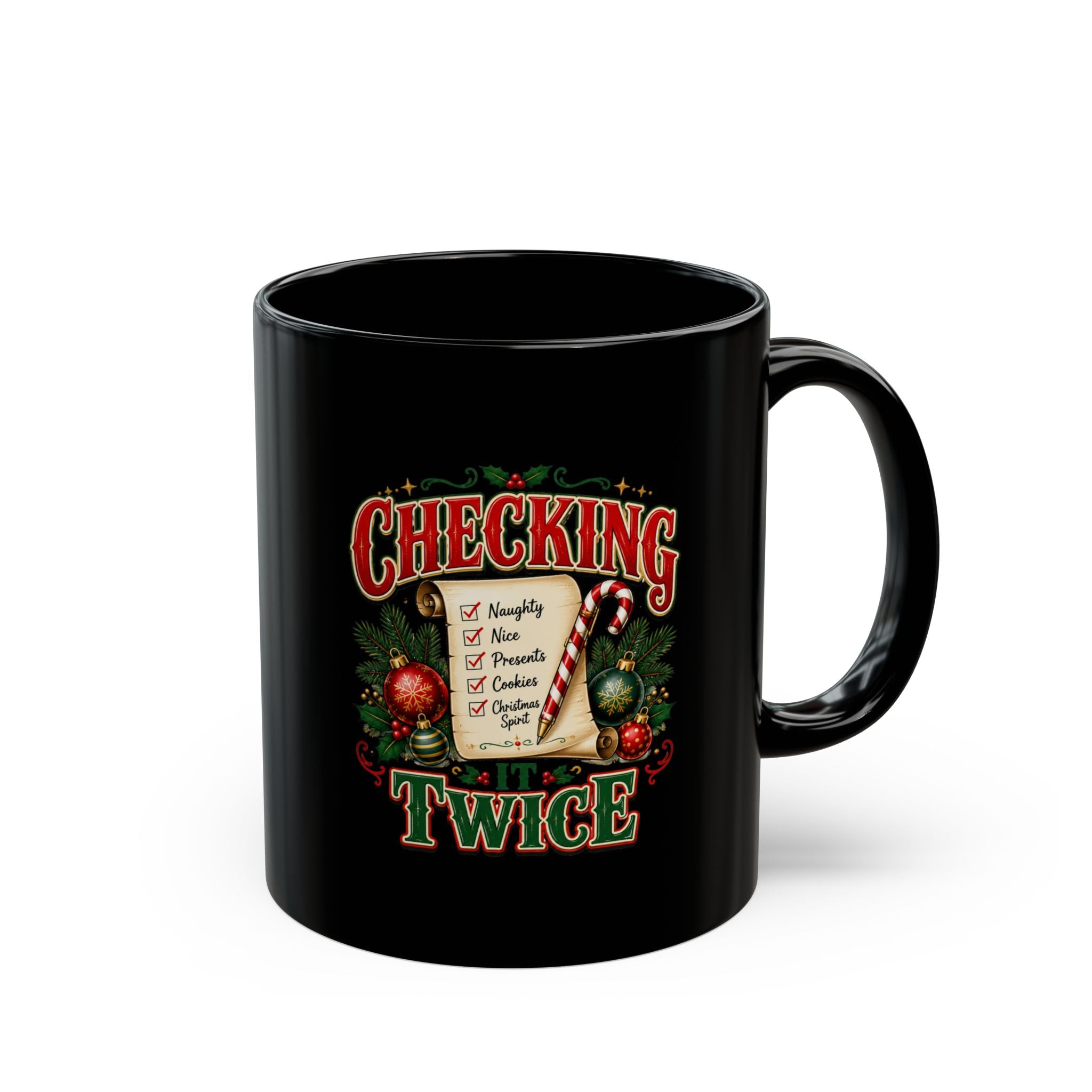 Checking Twice Christmas Mug — Naughty or Nice List Holiday Coffee Cup