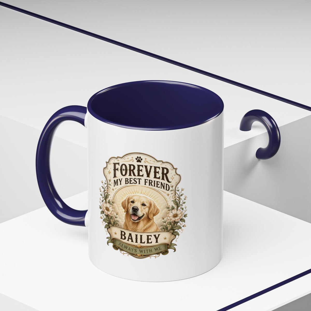 Milo Bailey Dog Dad Mom Forever My Best Friend Dog Coffee Mug — Personalized Pet Name Golden Retriever Accent Mug