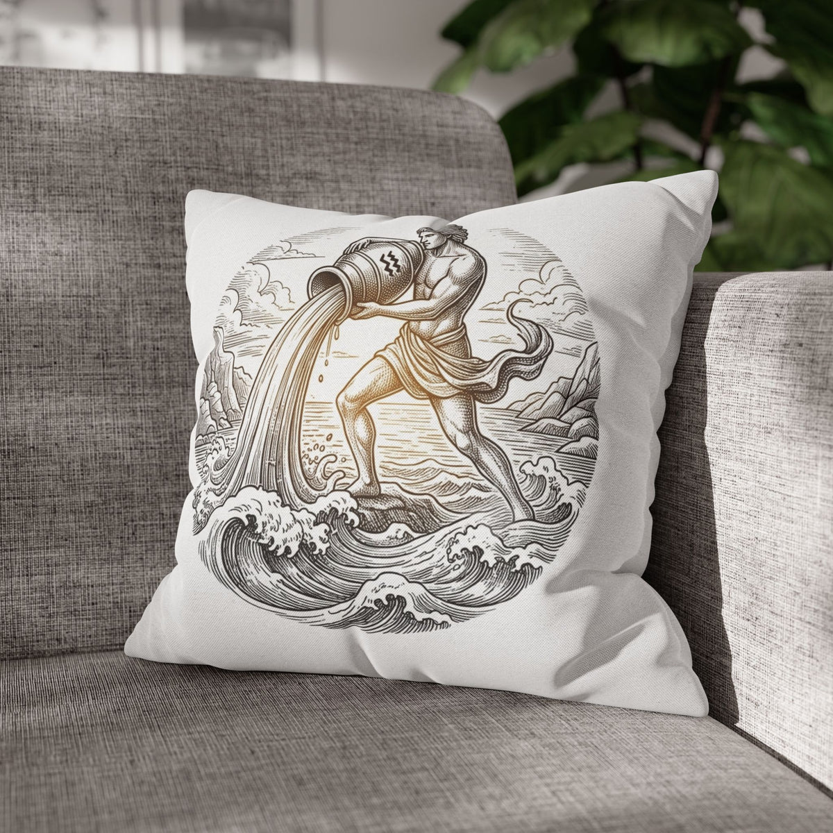 Aquarius Zodiac Throw Pillowcase — Astrology Decorative Pillow Cover