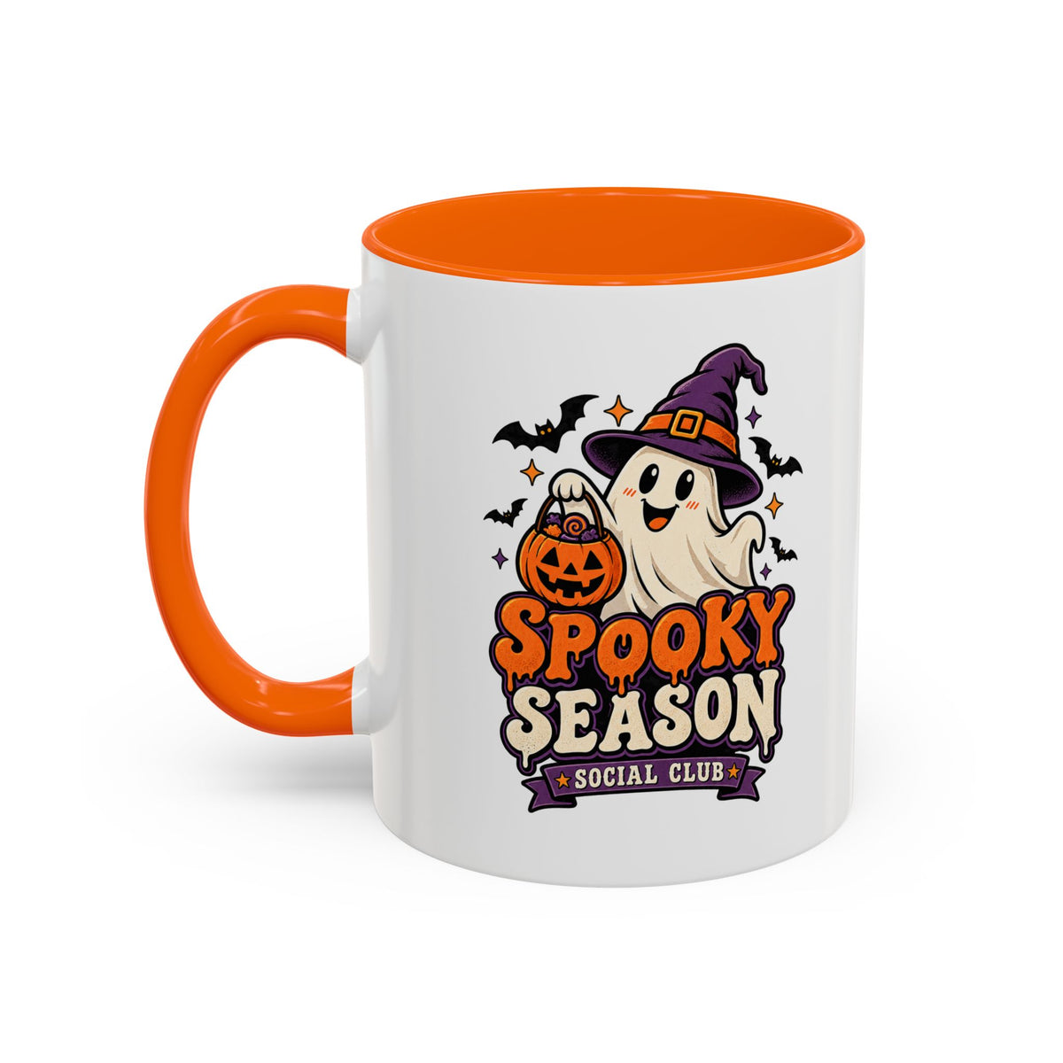 Spooky Season Coffee Mug — Cute Ghost Halloween Accent Mug (11/15oz)