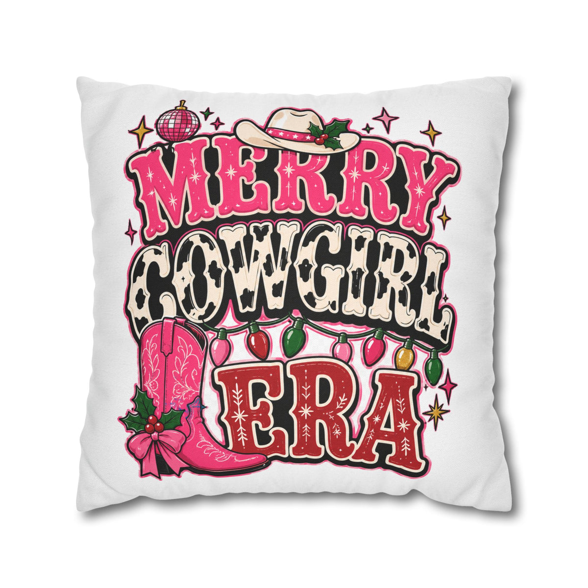 Merry Cowgirl Christmas Pillowcase Modern Day Christmas