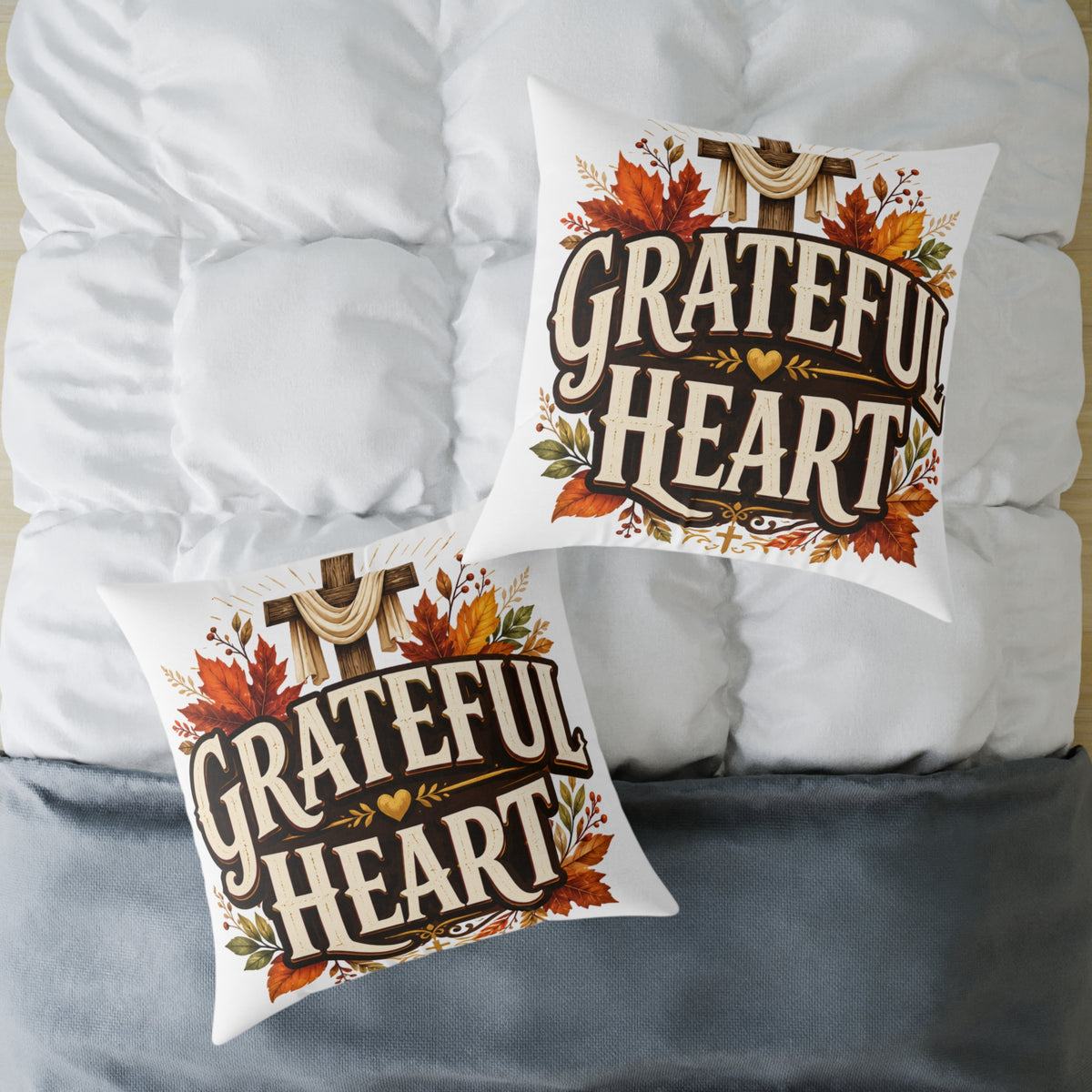 Thanksgiving Grateful Heart Fall Throw Pillow — Autumn Decorative Accent for Thanksgiving