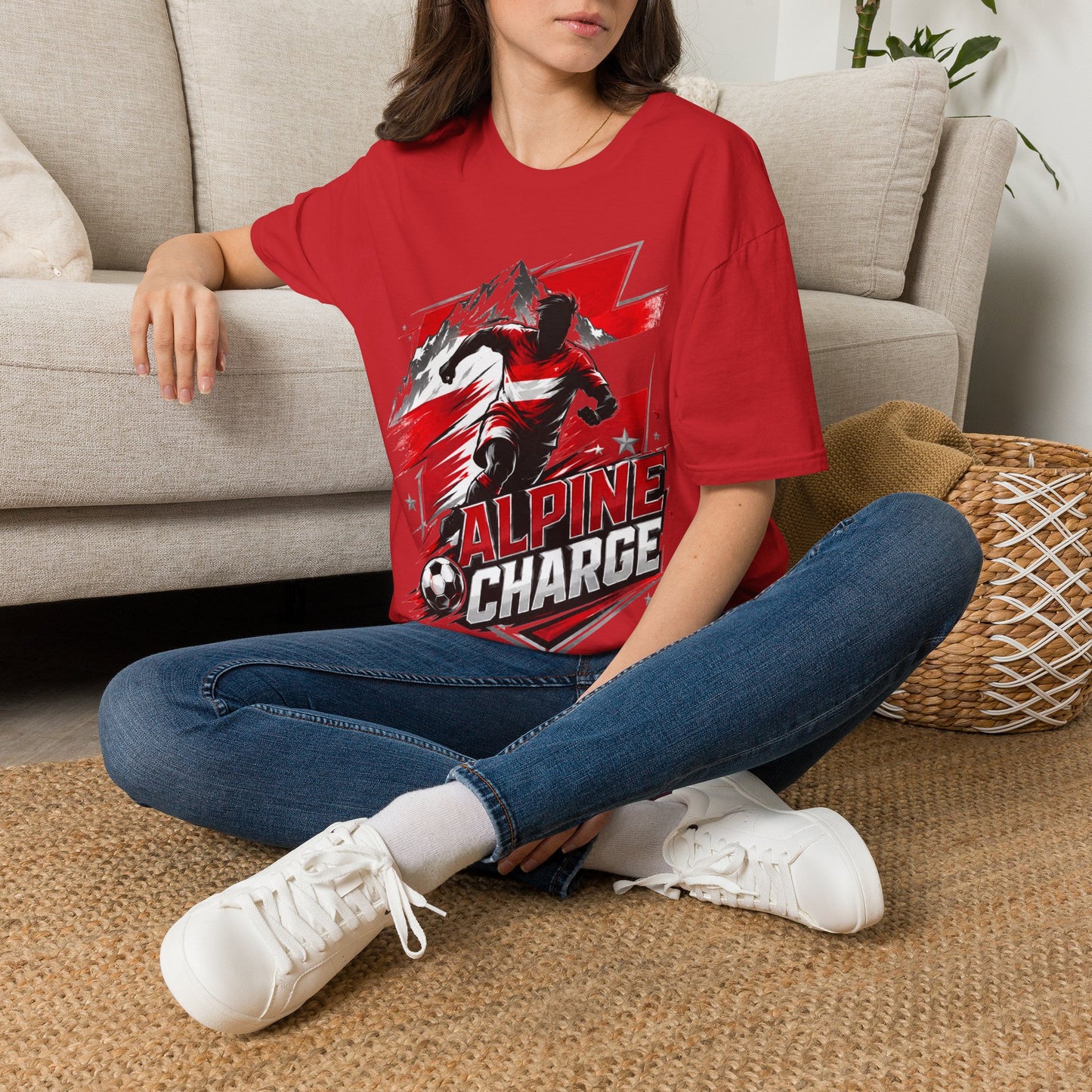 Austria  Alpine Charge Soccer T-Shirt — Mountain Football Graphic Tee -