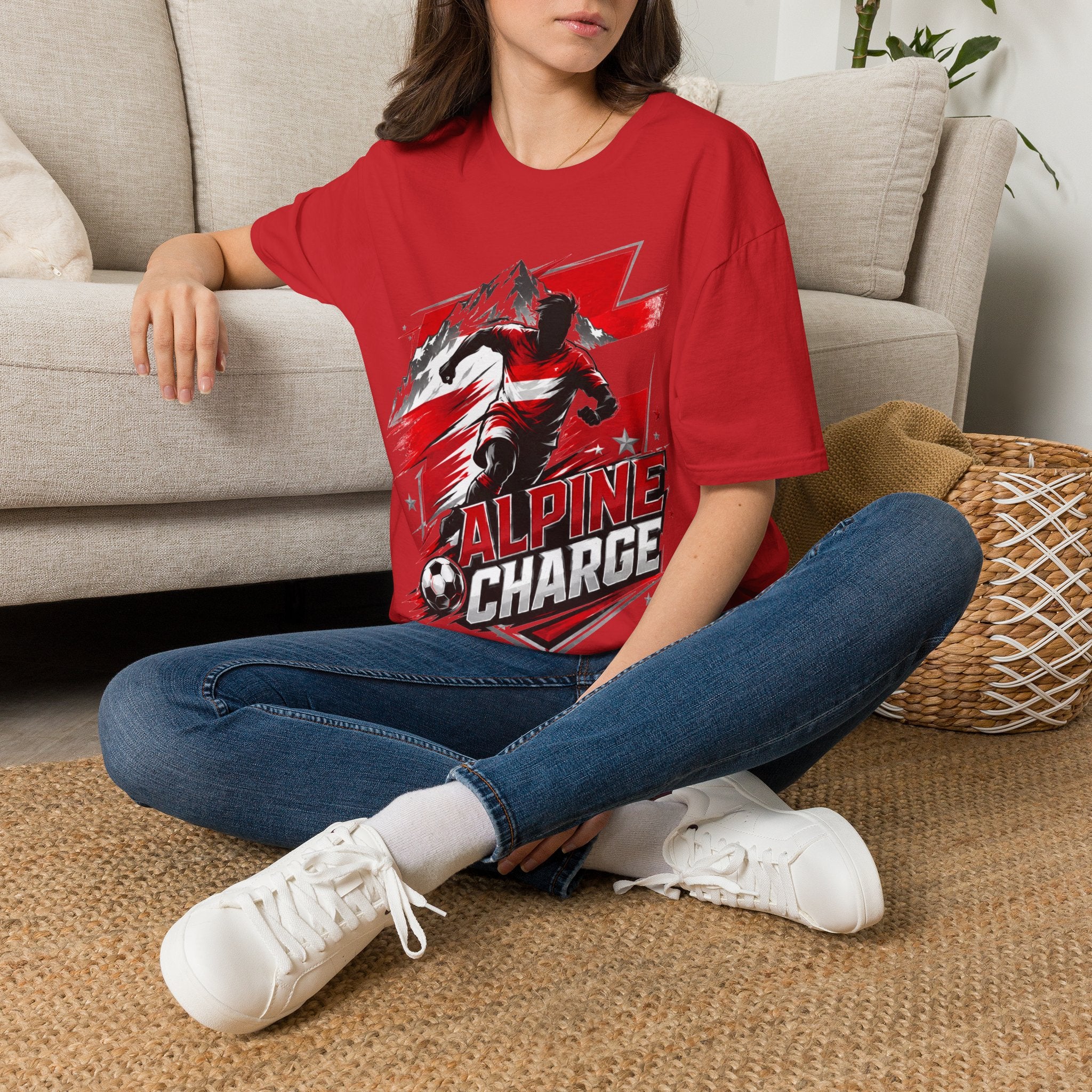 Austria  Alpine Charge Soccer T-Shirt — Mountain Football Graphic Tee -