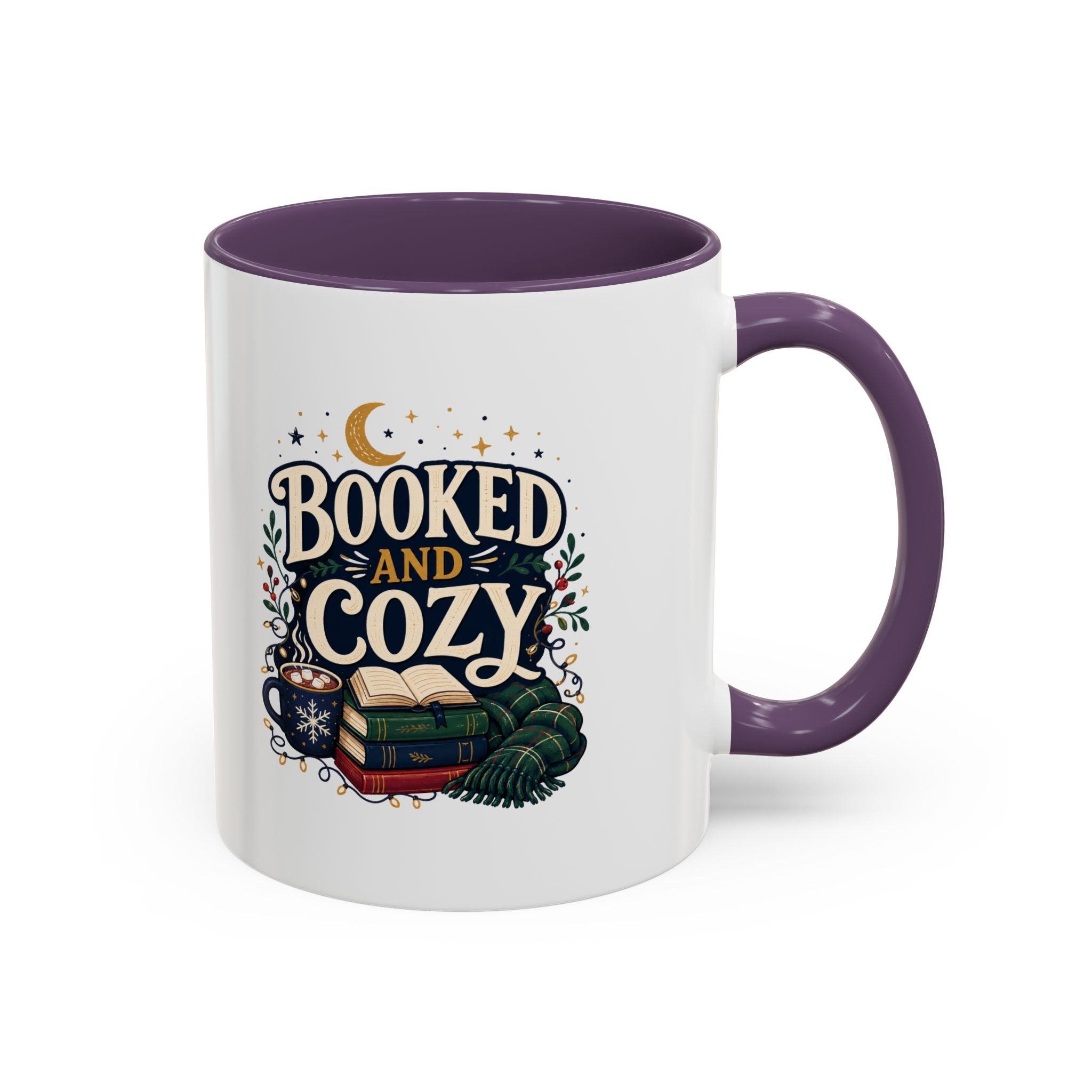 Modern Day Christmas Booked and Cozy Accent Coffee Mug — Book Lover Tea & Coffee Cup (11/15oz)