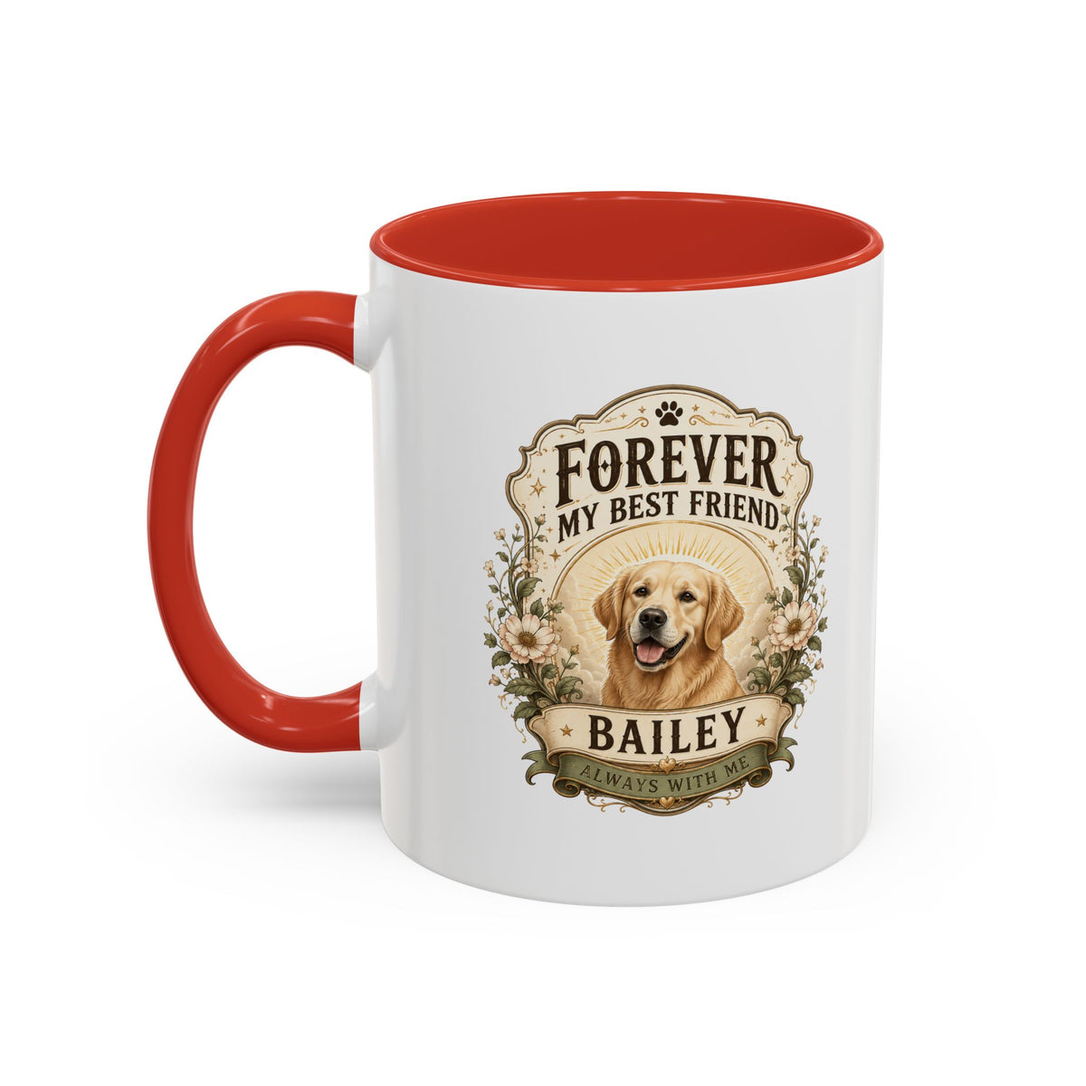 Milo Bailey Dog Dad Mom Forever My Best Friend Dog Coffee Mug — Personalized Pet Name Golden Retriever Accent Mug