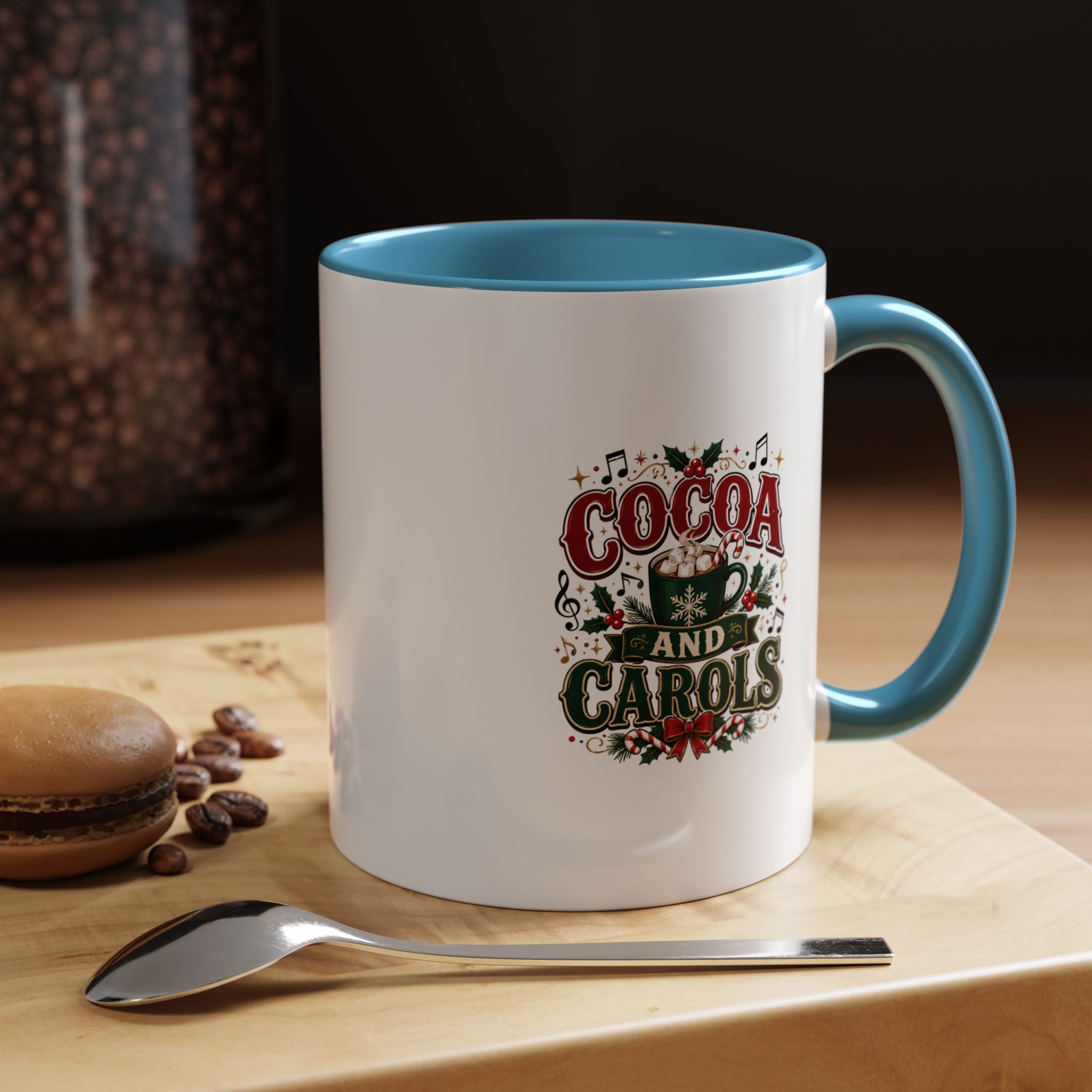 Cocoa and Carols Accent Coffee Mug — Holiday Christmas Cocoa Mug