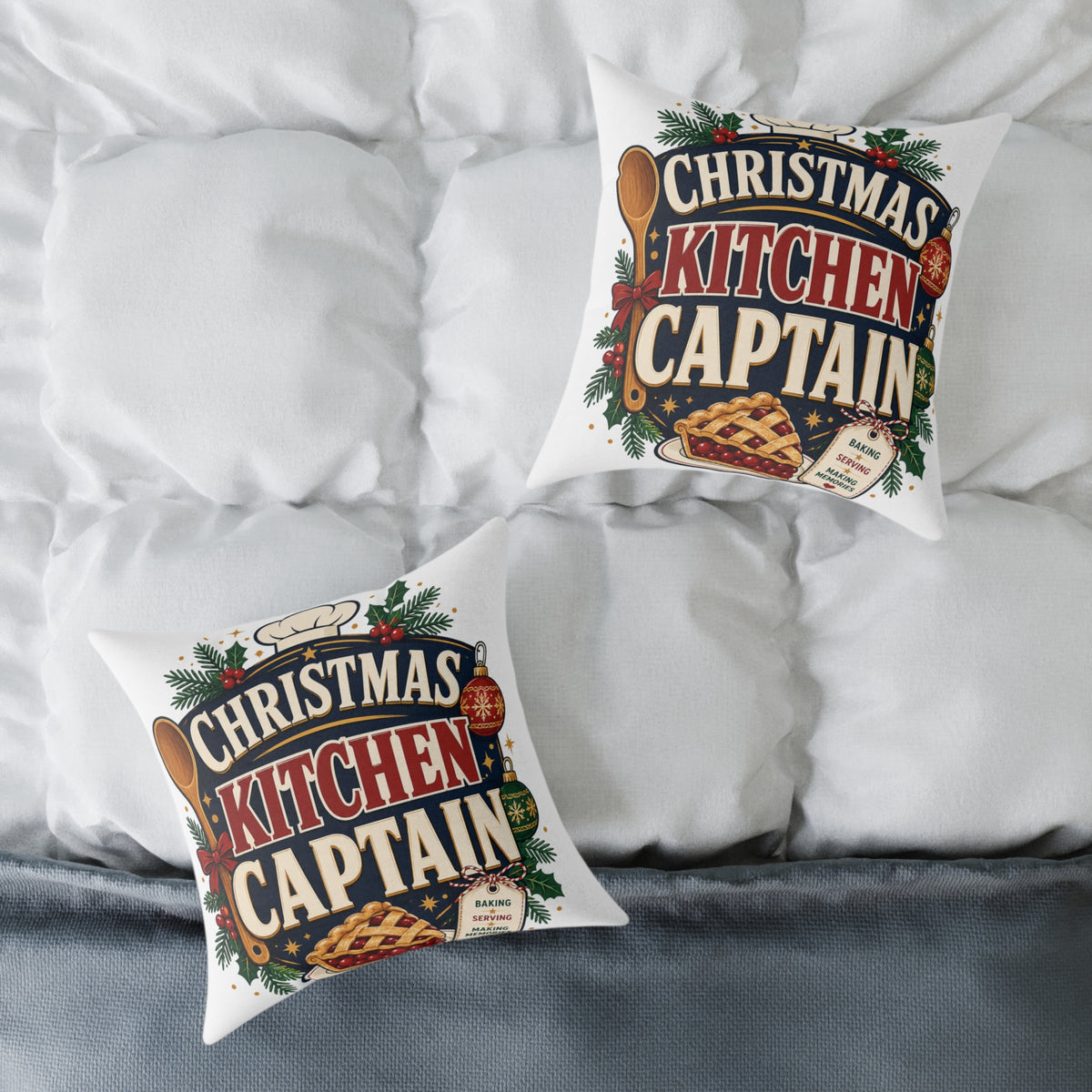 Christmas Kitchen Captain Modern Day Christmas Square Poly Canvas Pillow