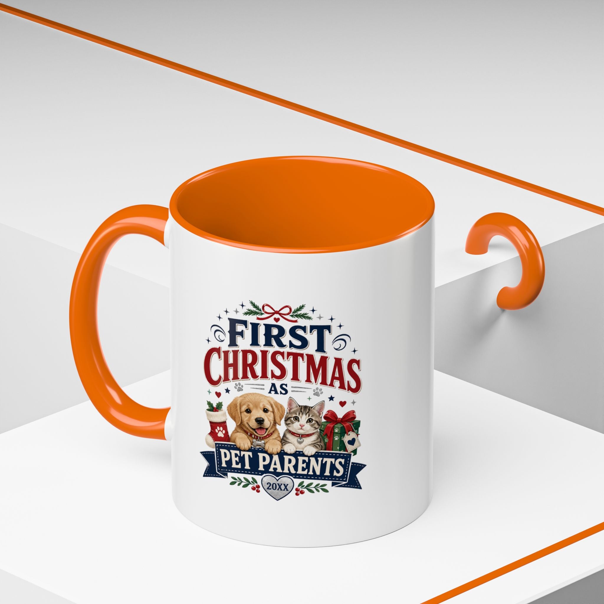 Christmas First Christmas as Pet Parents Coffee Mug — Cute Dog & Cat Holiday Gift