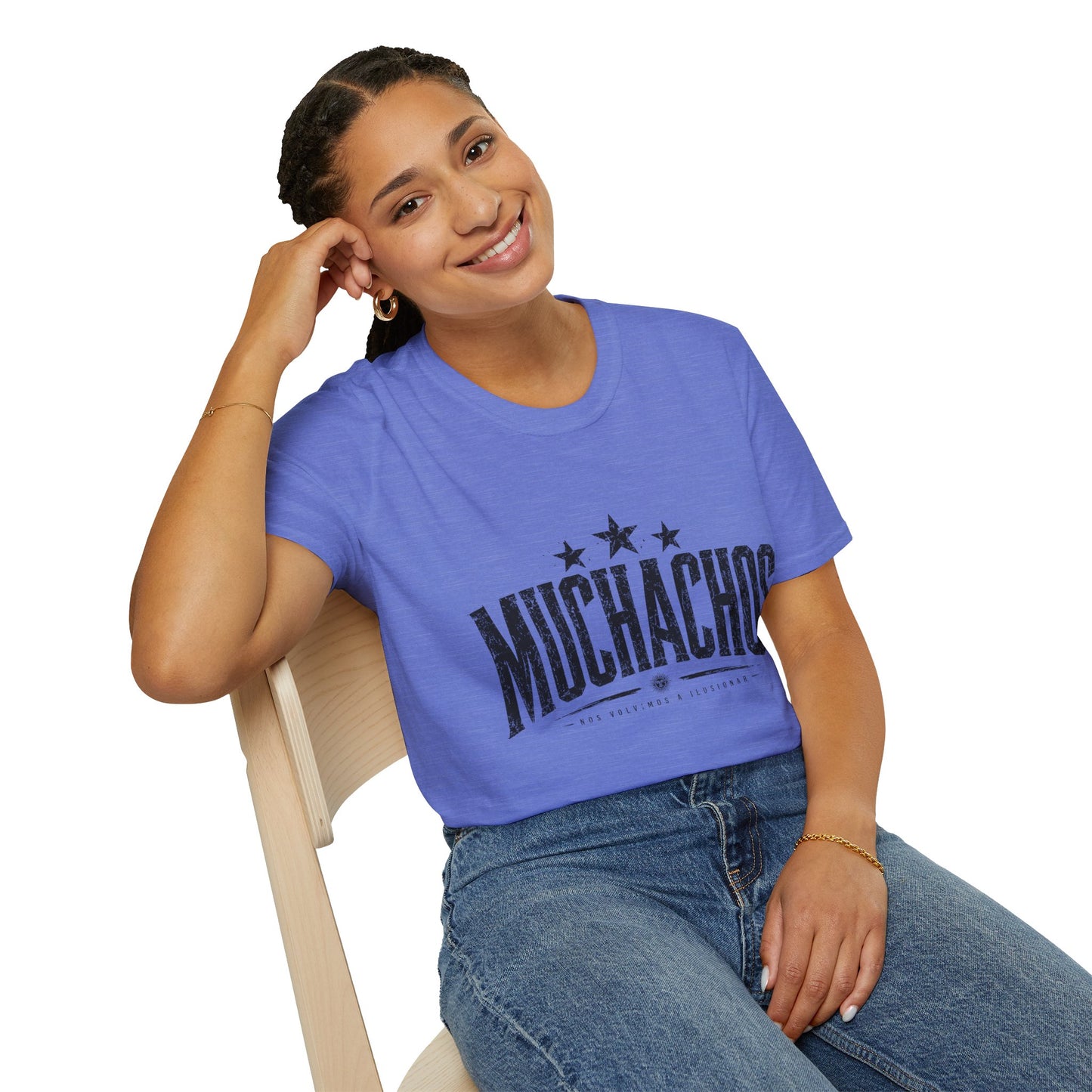 Muchachos Graphic T‑Shirt — Vintage Distressed Crew Tee - Argentina Song, slogan, favorite chant