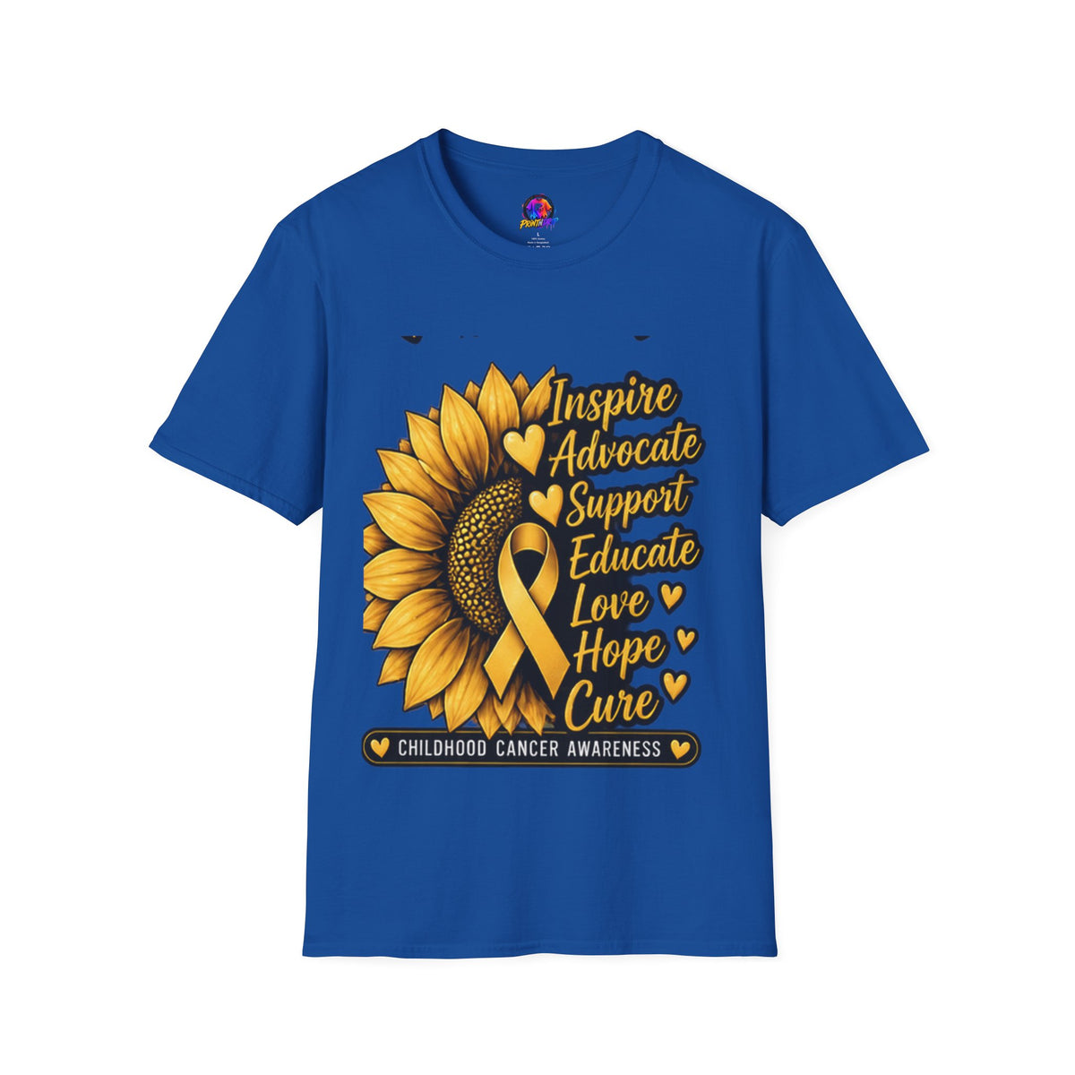 Childhood Cancer Awareness Sunflower T-Shirt – Inspire Advocate Support Educate Love Hope Cure