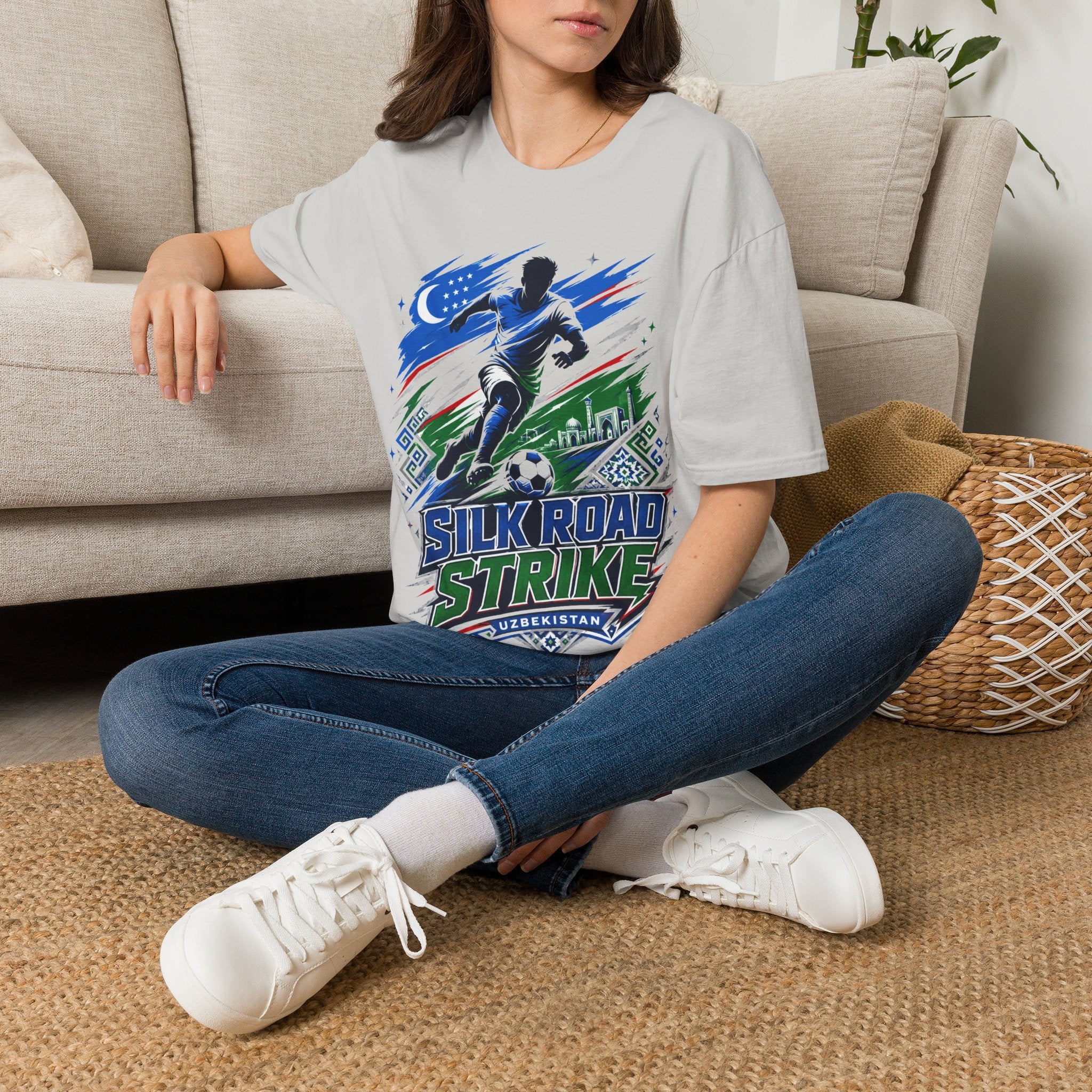 Silk Road Strike Soccer T-Shirt — Uzbekistan Football Graphic Tee