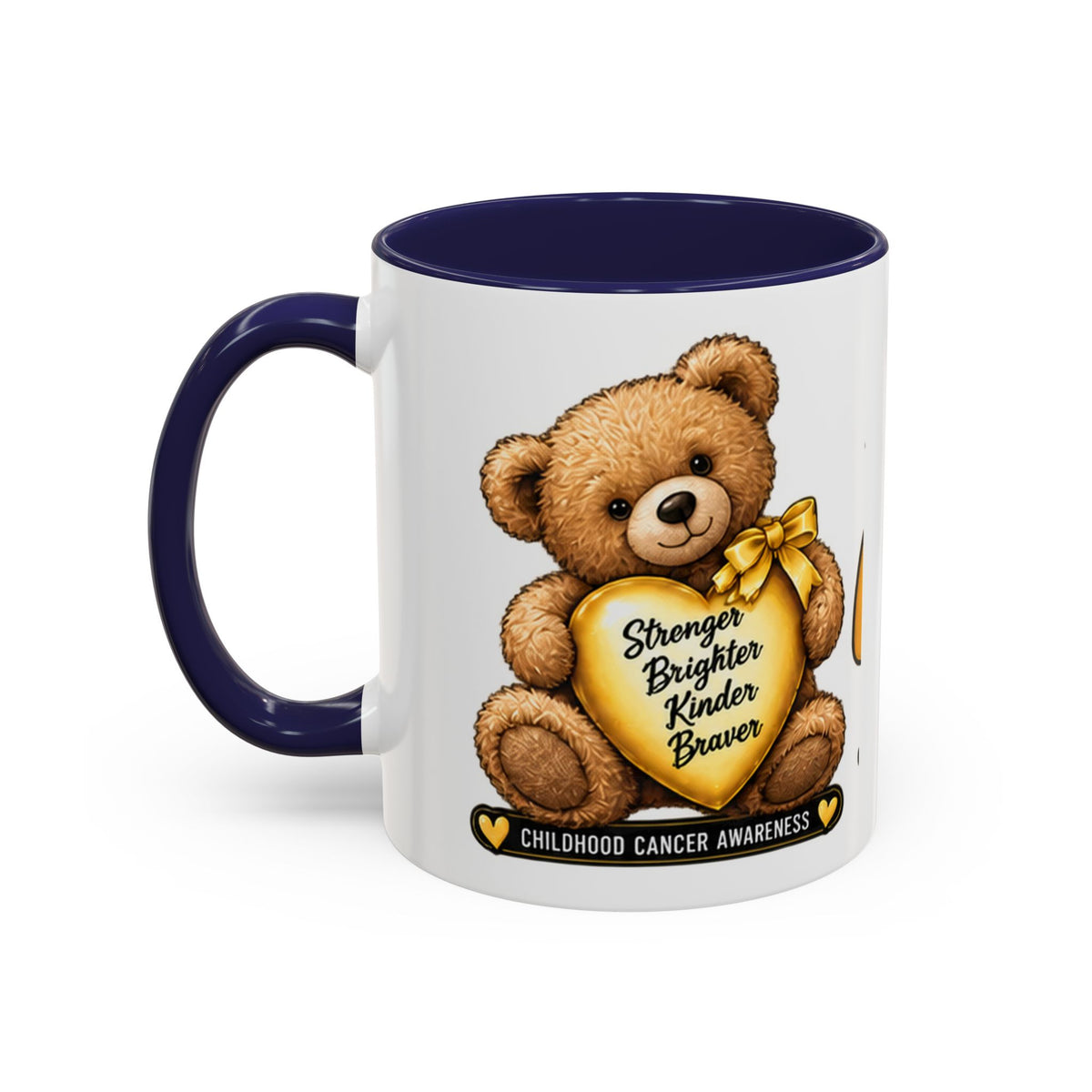 Gold Ribbon Teddy Bear Childhood Cancer Awareness Accent Mug (11/15oz)