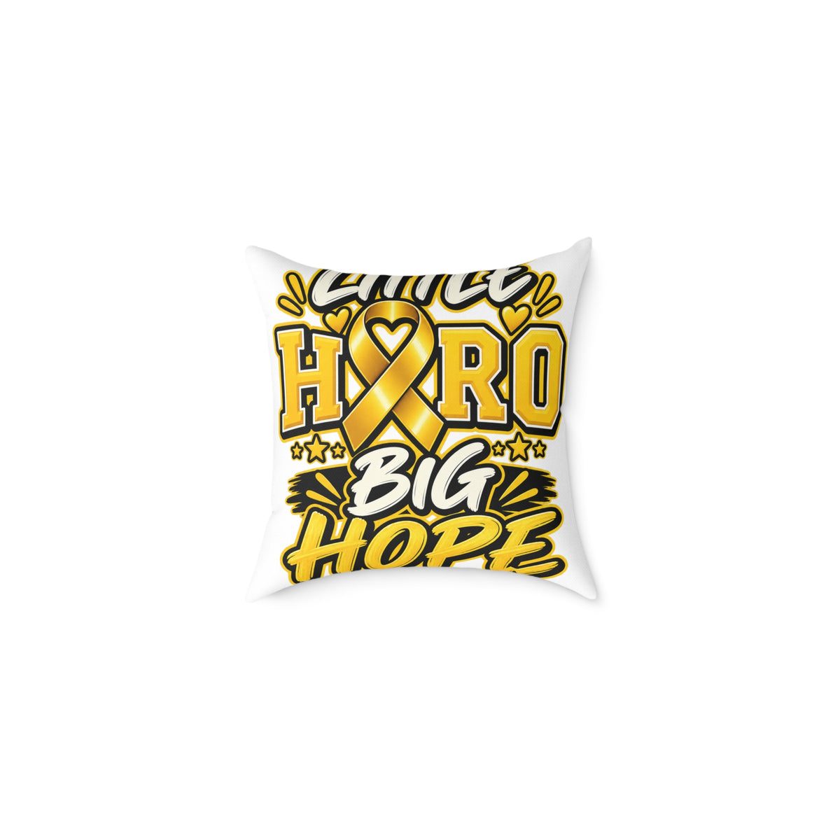 Awake Hero Big Hope Pillow —Childhood  Cancer Awareness Yellow Ribbon Square Throw Pillow