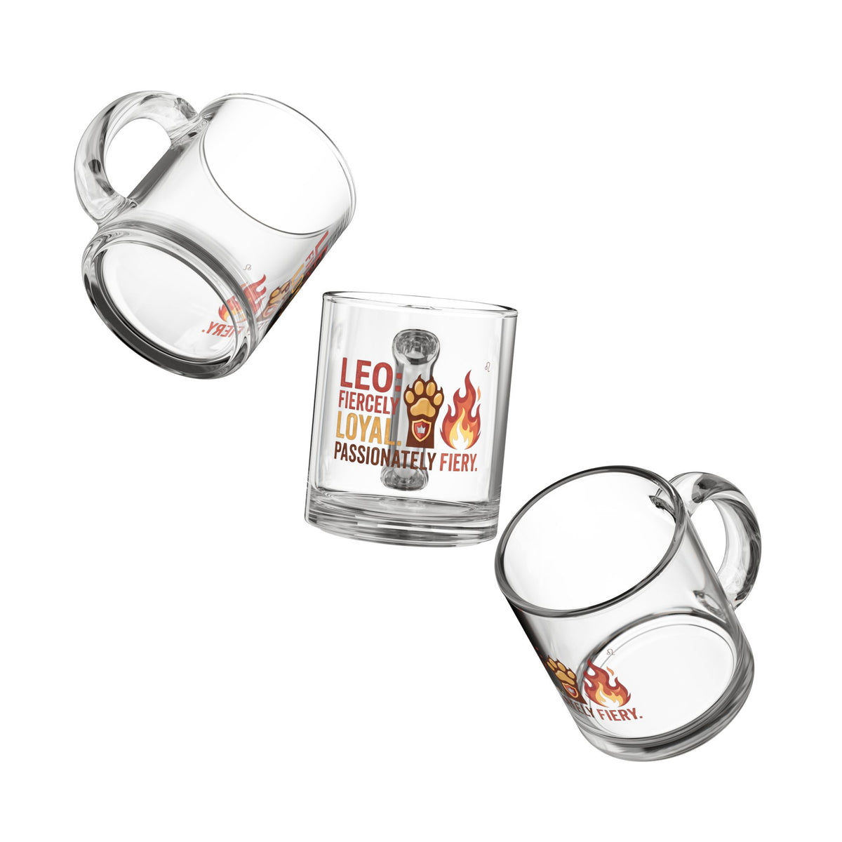 Leo Zodiac Glass Mug — "Fiercely Loyal, Passionately Fiery" 10oz