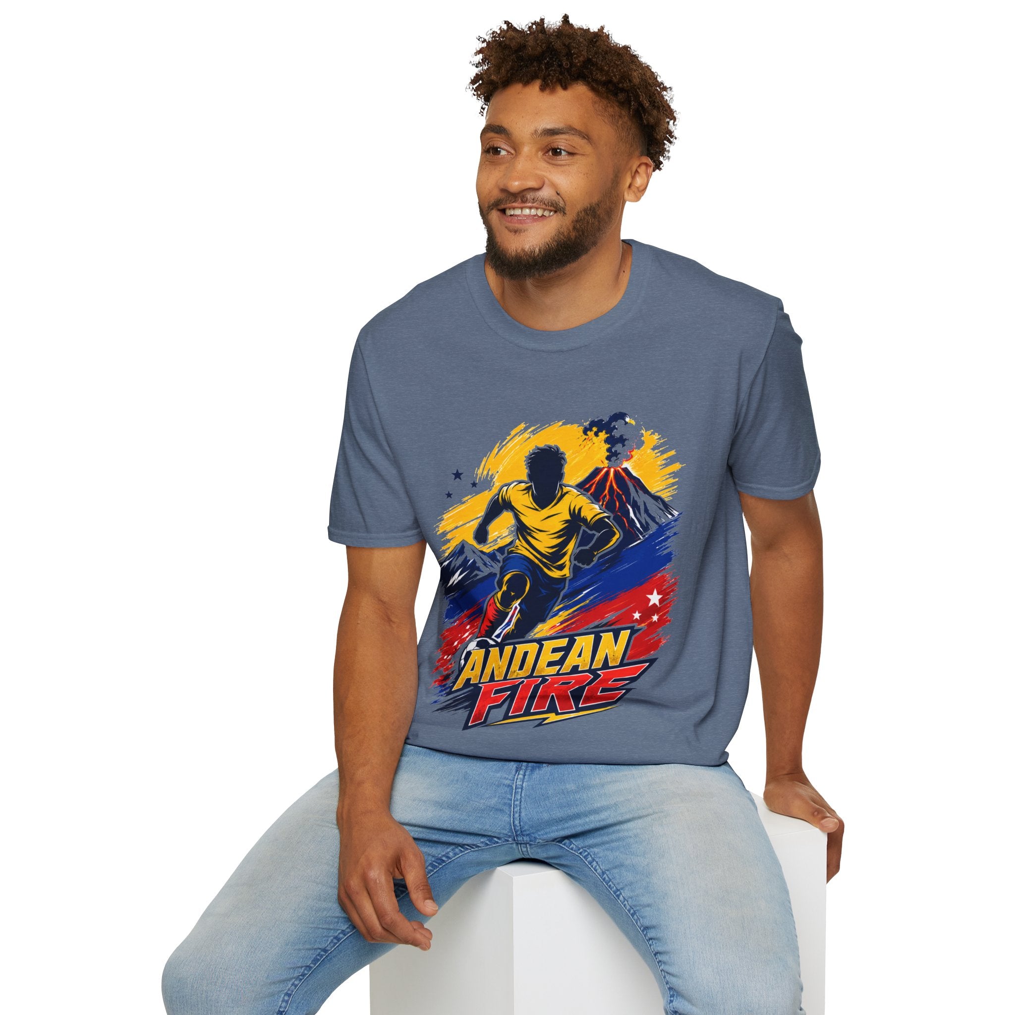 Ecuador Andean Fire Running T‑Shirt — Volcano Trail Runner Graphic Tee