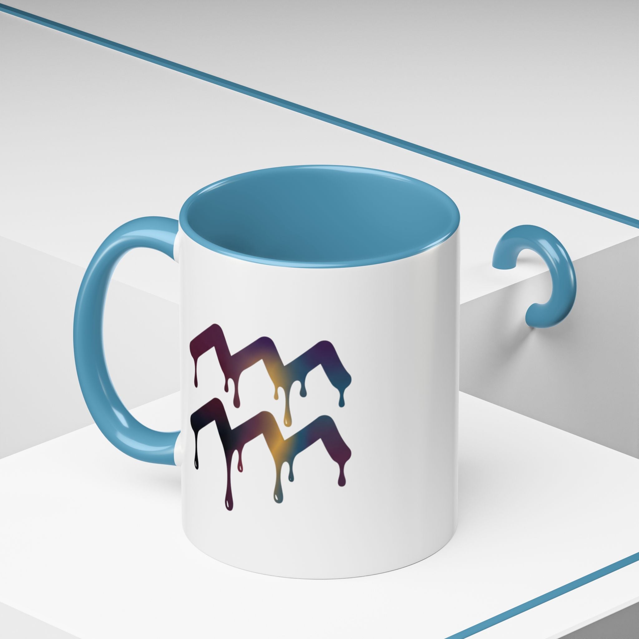 Dripping Rainbow Chevron Accent Coffee Mug — Colorful Gradient Art