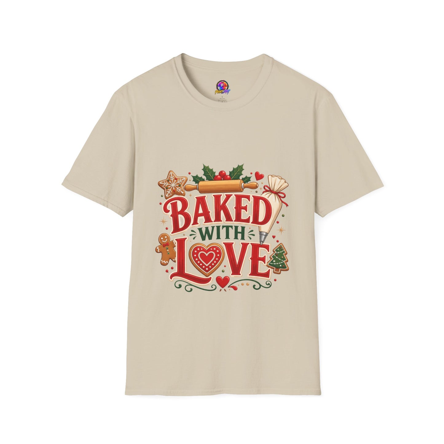 Baked With Love T-Shirt — Holiday Baking Christmas Cookie Chef Tee