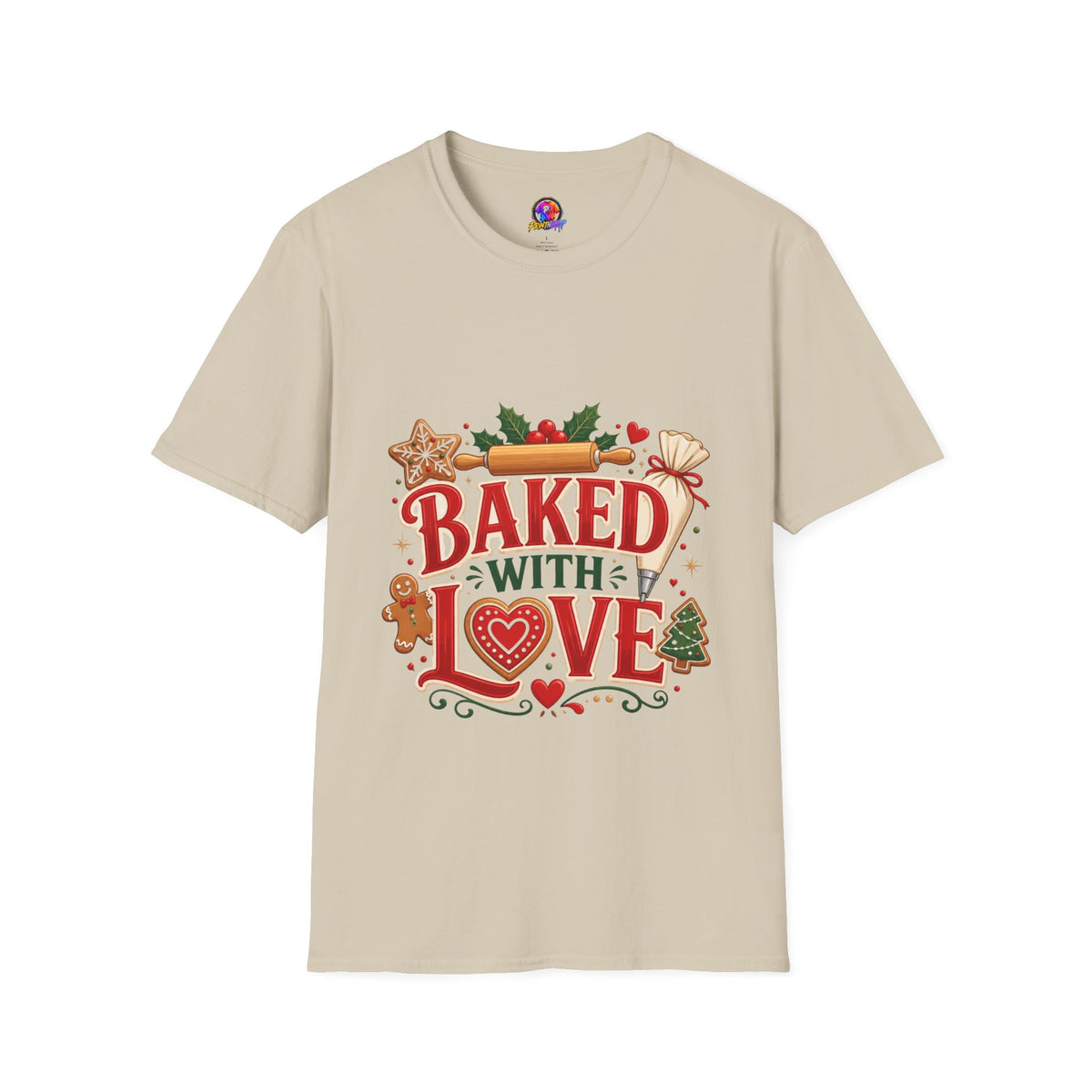 Baked With Love T-Shirt — Holiday Baking Christmas Cookie Chef Tee