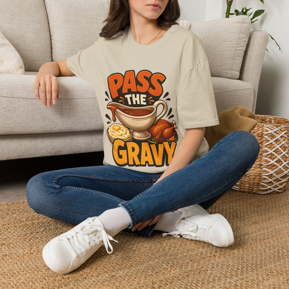 Thanksgiving T-Shirt Pass the Gravy T-Shirt — Funny Thanksgiving Turkey Dinner Tee