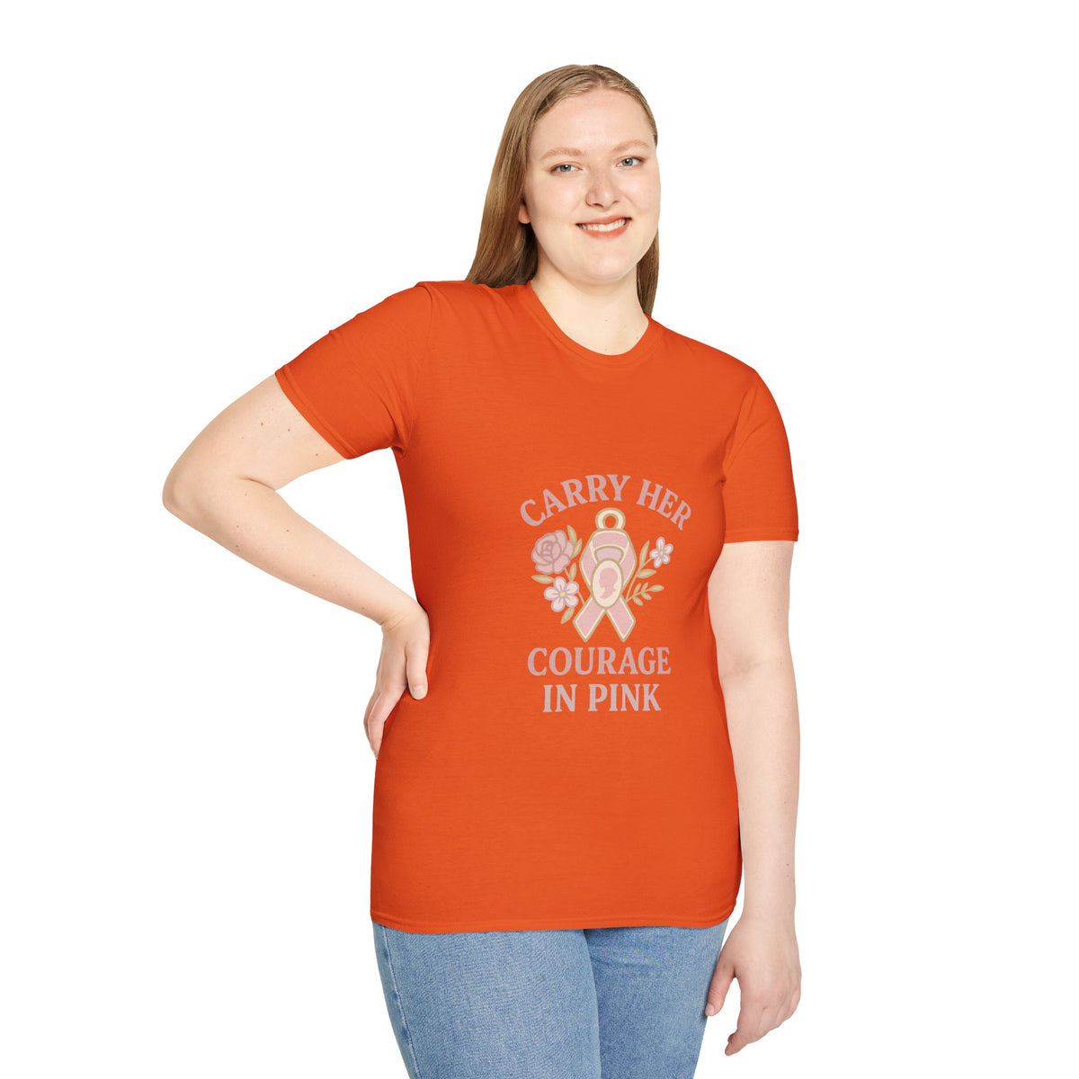 T-Shirt — "Carry Her Courage in Pink" Floral Breast Cancer Awareness Tee - Trending Now - October 2026