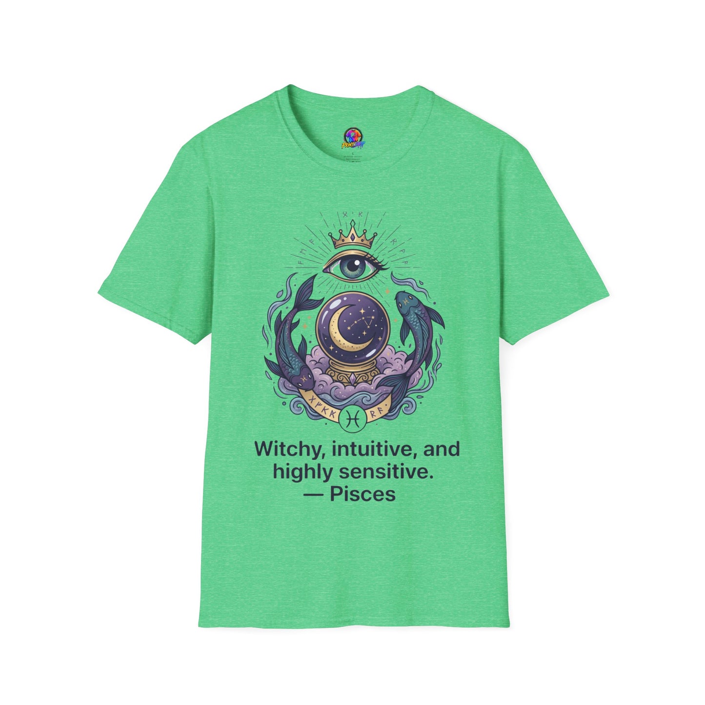 Pisces Mystic Eye T-Shirt — Witchy Astrology Moon & Crown Design