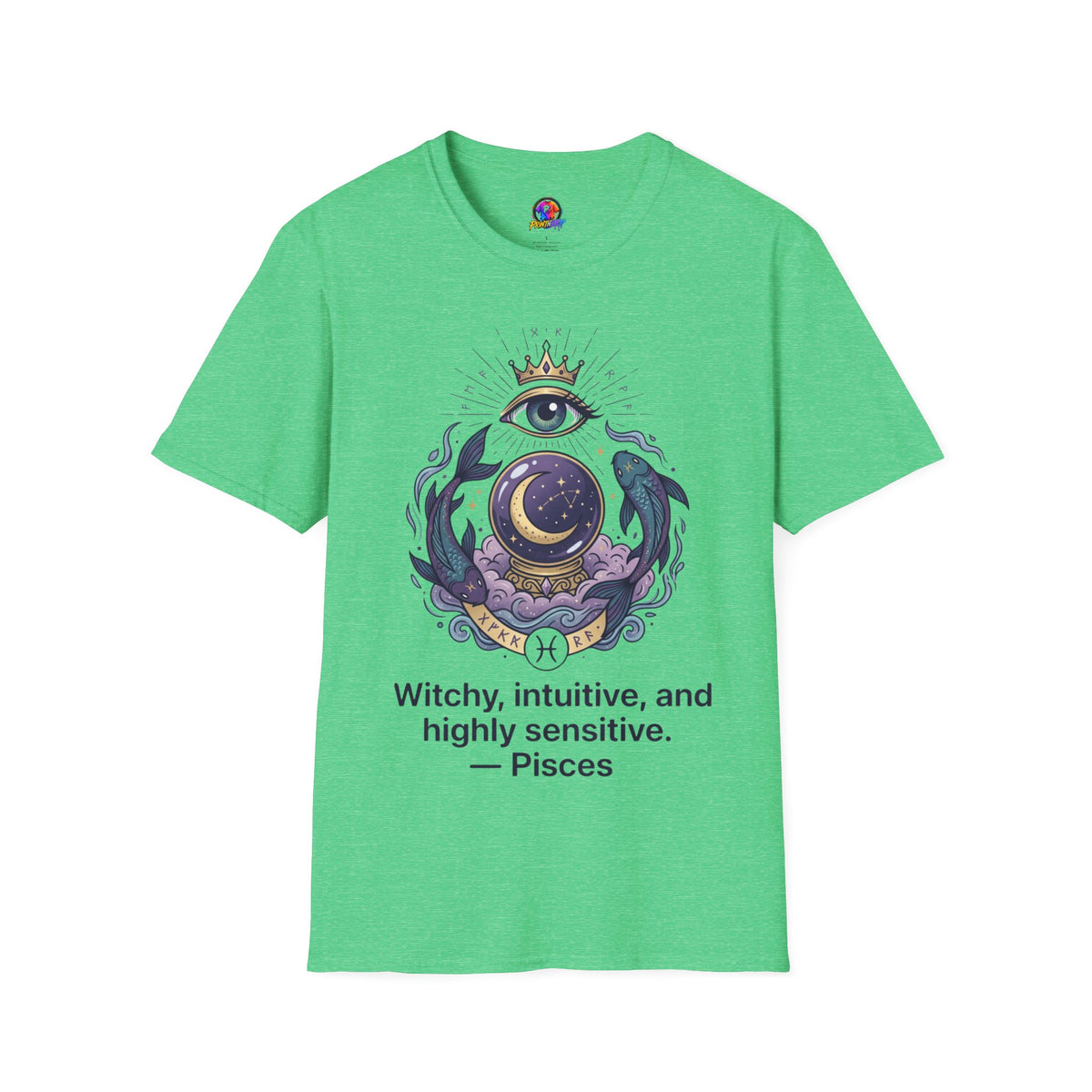 Pisces Mystic Eye T-Shirt — Witchy Astrology Moon & Crown Design