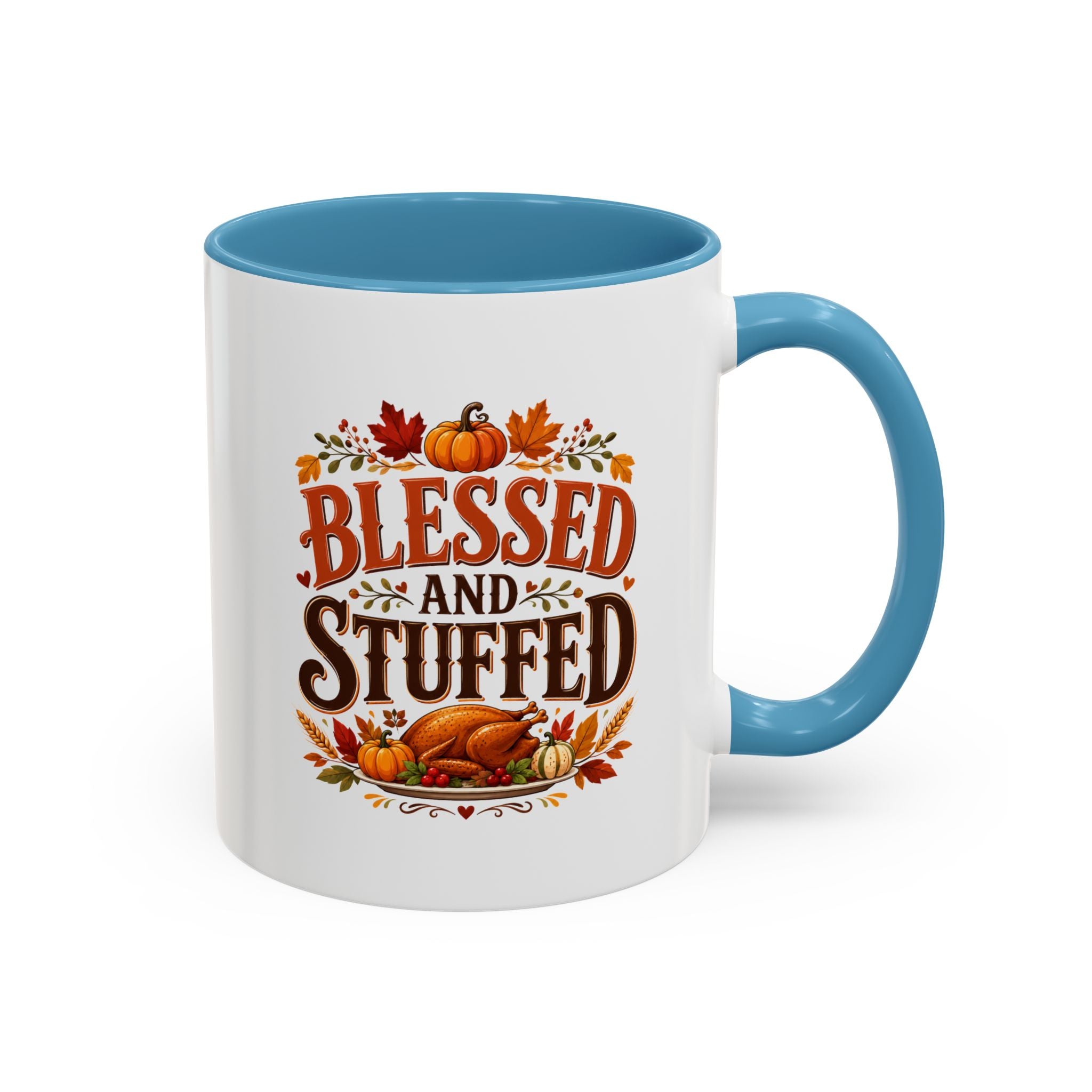 Thanksgiving Mug Blessed and Stuffed Coffee Mug — Thanksgiving Fall Ceramic Accent Mug