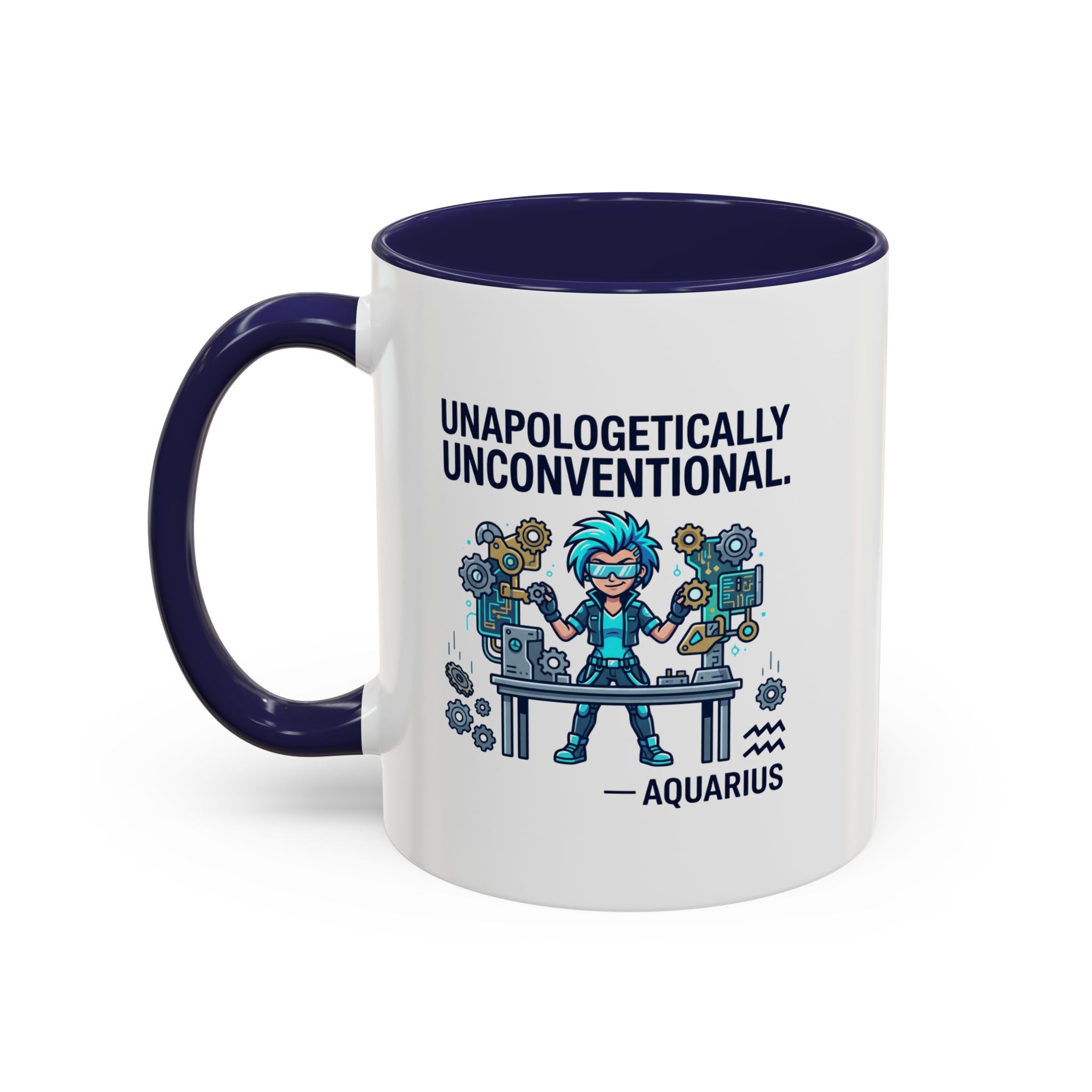 Aquarius Coffee Mug - "Unapologetically Unconventional" Zodiac Accent Mug 11oz