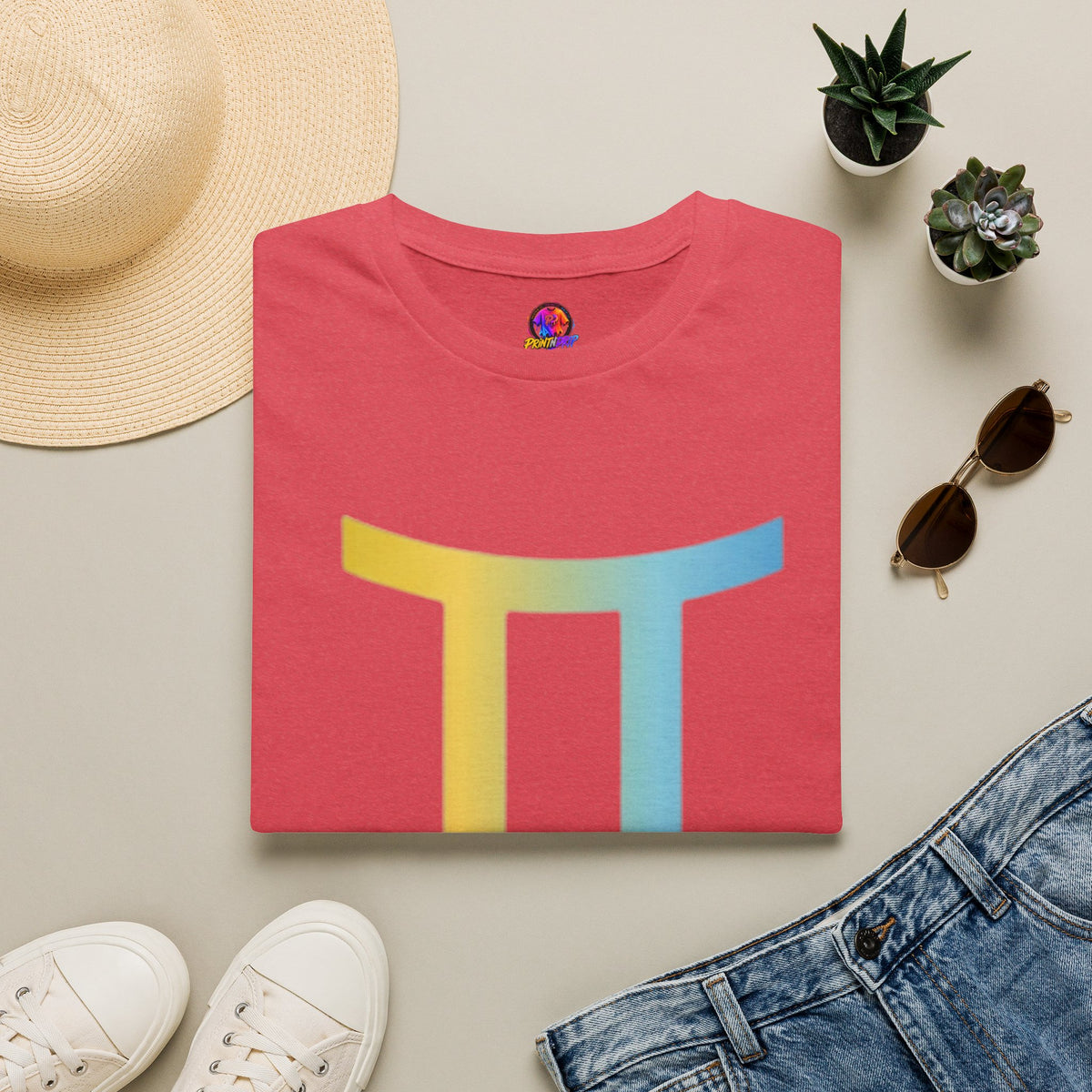 Gemini Drip Zodiac T-Shirt — Rainbow Gemini Symbol Tee