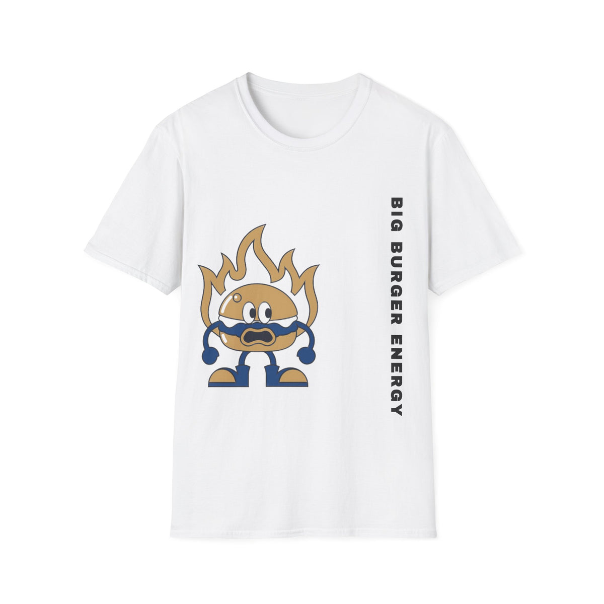 Burger Mascot T‑Shirt — ‘Big Burger’ Flame Character Graphic Tee - Trending Now - September 2026