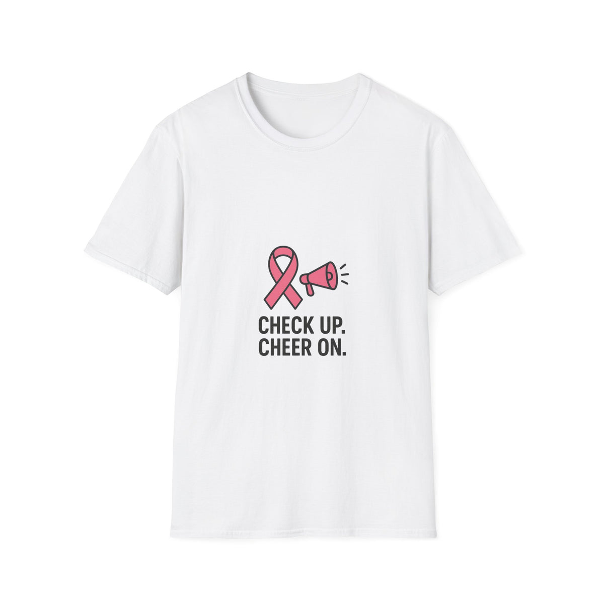Breast Cancer Awareness T-Shirt — "Check Up. Cheer On." Pink Ribbon Design - Trending Now - October 2026