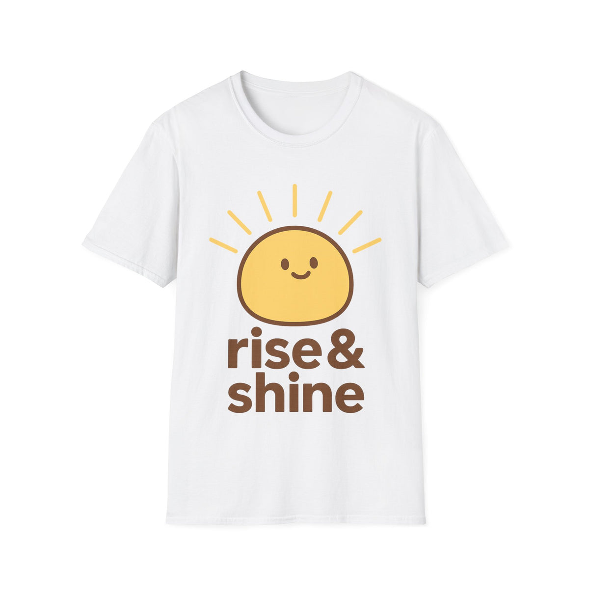 "Rise & Shine" Cute Happy Sun Graphic Tee - Minimalist Aesthetic Morning Vibe White T-Shirt - Trending Now - September 2026