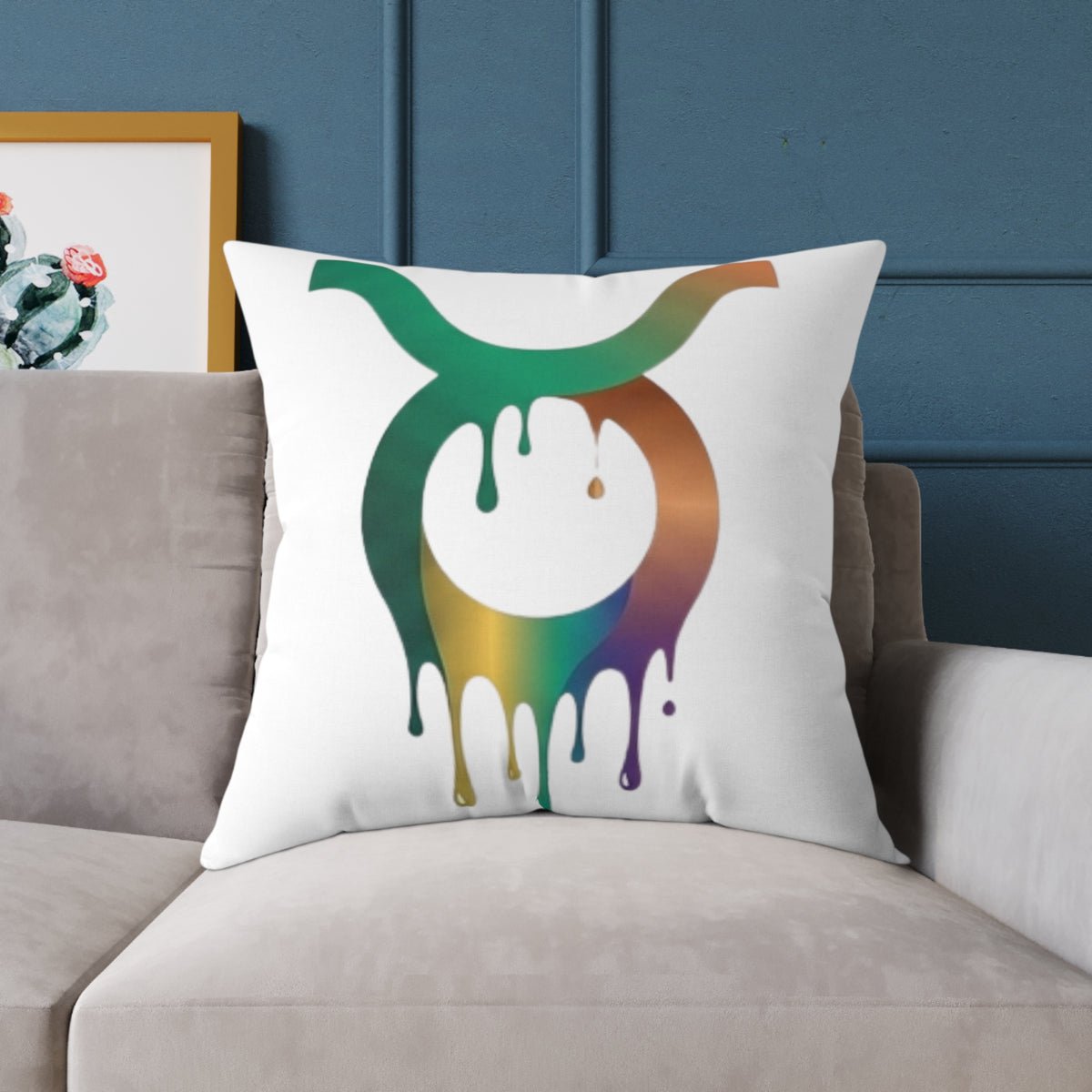 Zodiac Dripping Taurus Astrological Square Poly Canvas Pillow