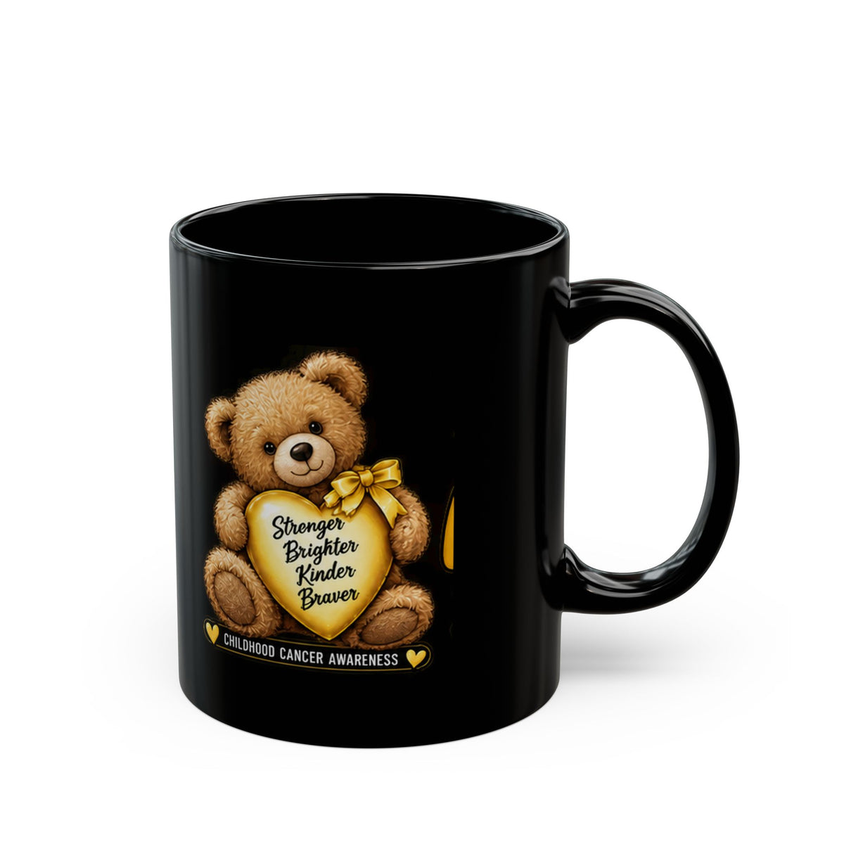 Childhood Cancer Awareness Teddy Bear Black Mug (11oz/15oz)