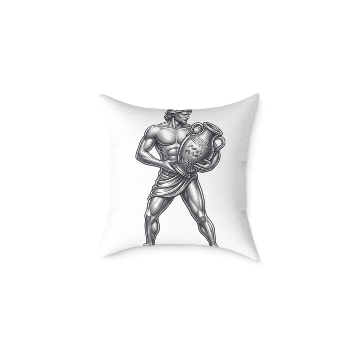 Aquarius Zodiac Pillow — Silver Water-Bearer Decorative Square Throw Pillow