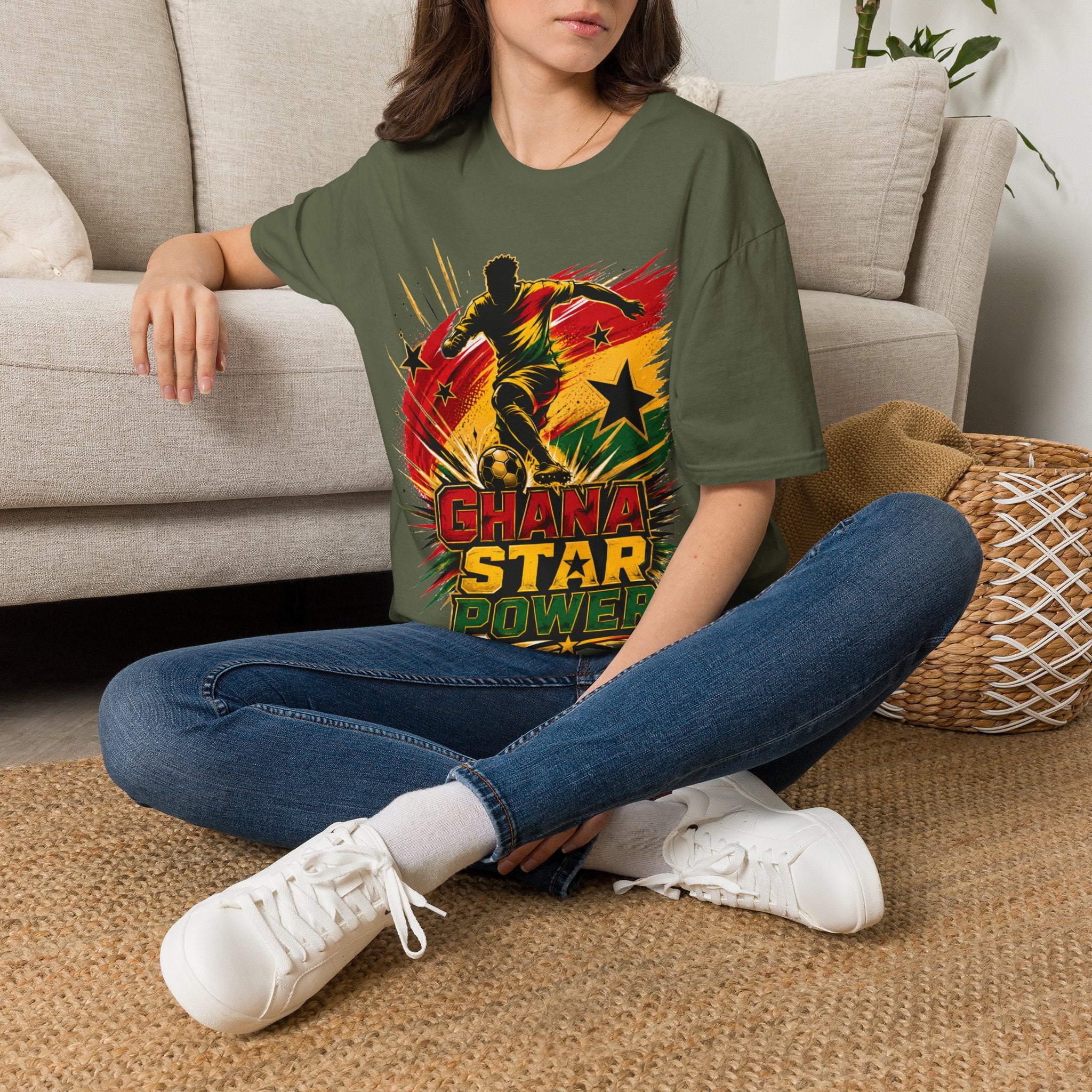 Ghana Star Power Soccer T-Shirt — Afro Football Fan Tee - Ghana T-Shirt