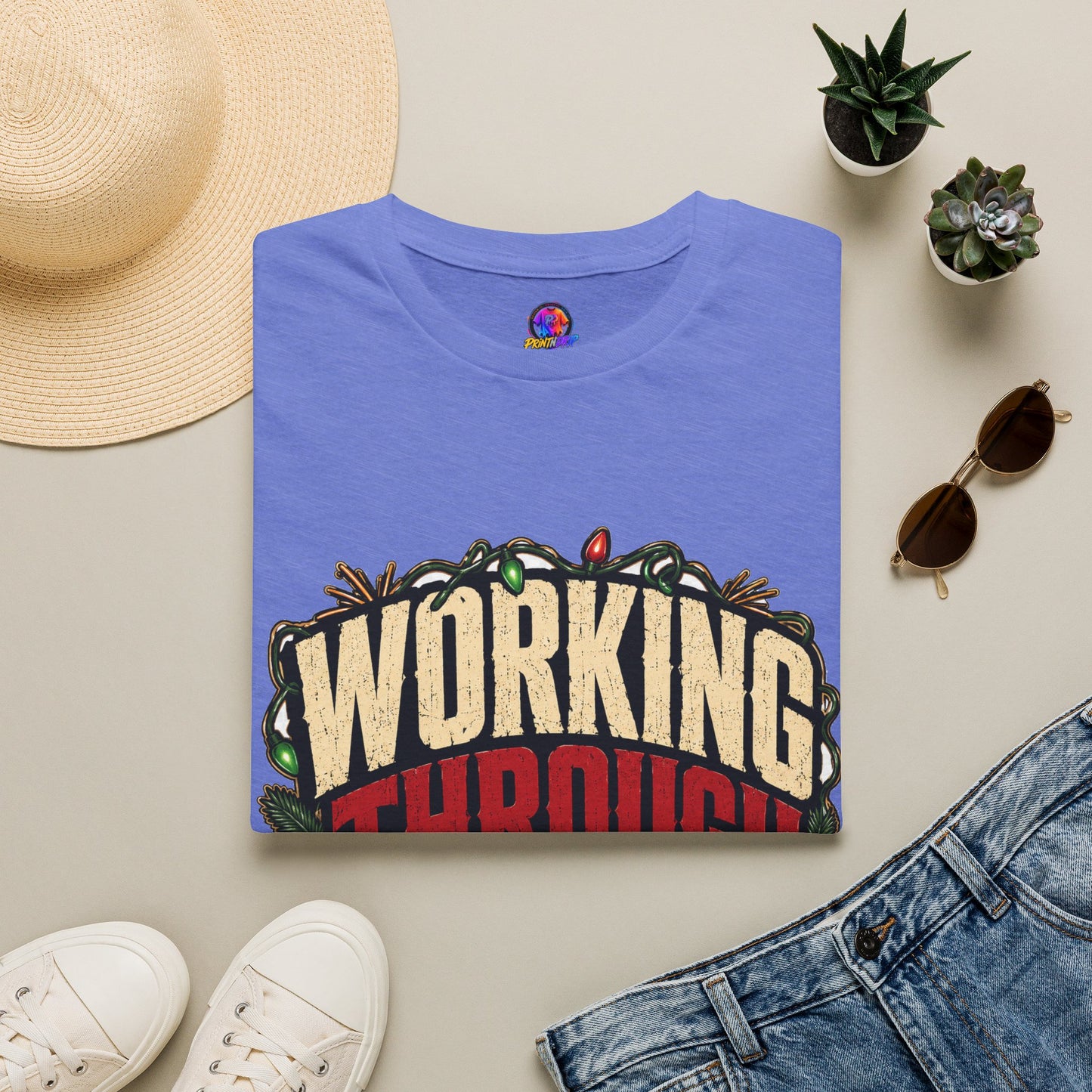 Working Through Christmas T-Shirt — Funny Holiday Nurse/Worker Gift