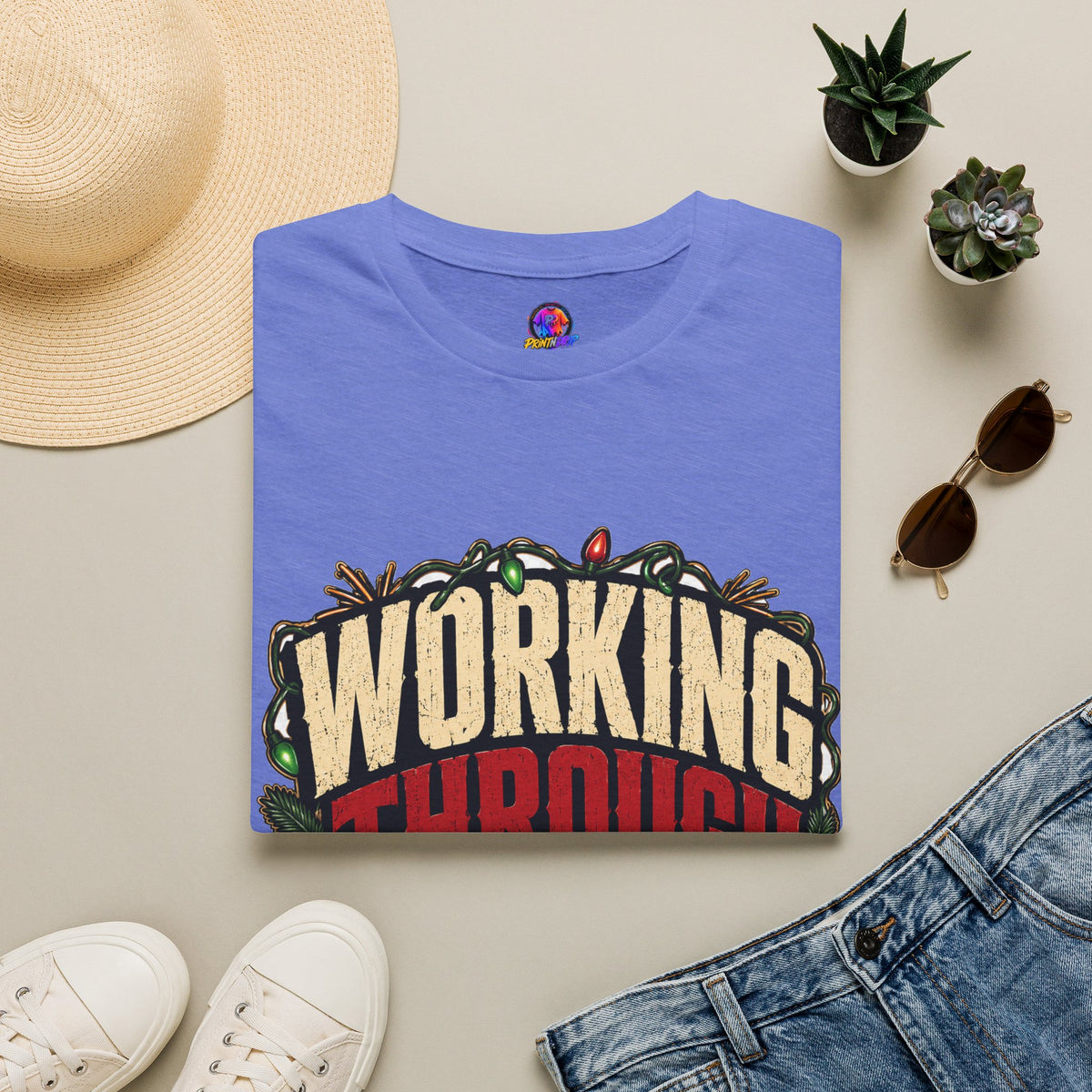 Working Through Christmas T-Shirt — Funny Holiday Nurse/Worker Gift