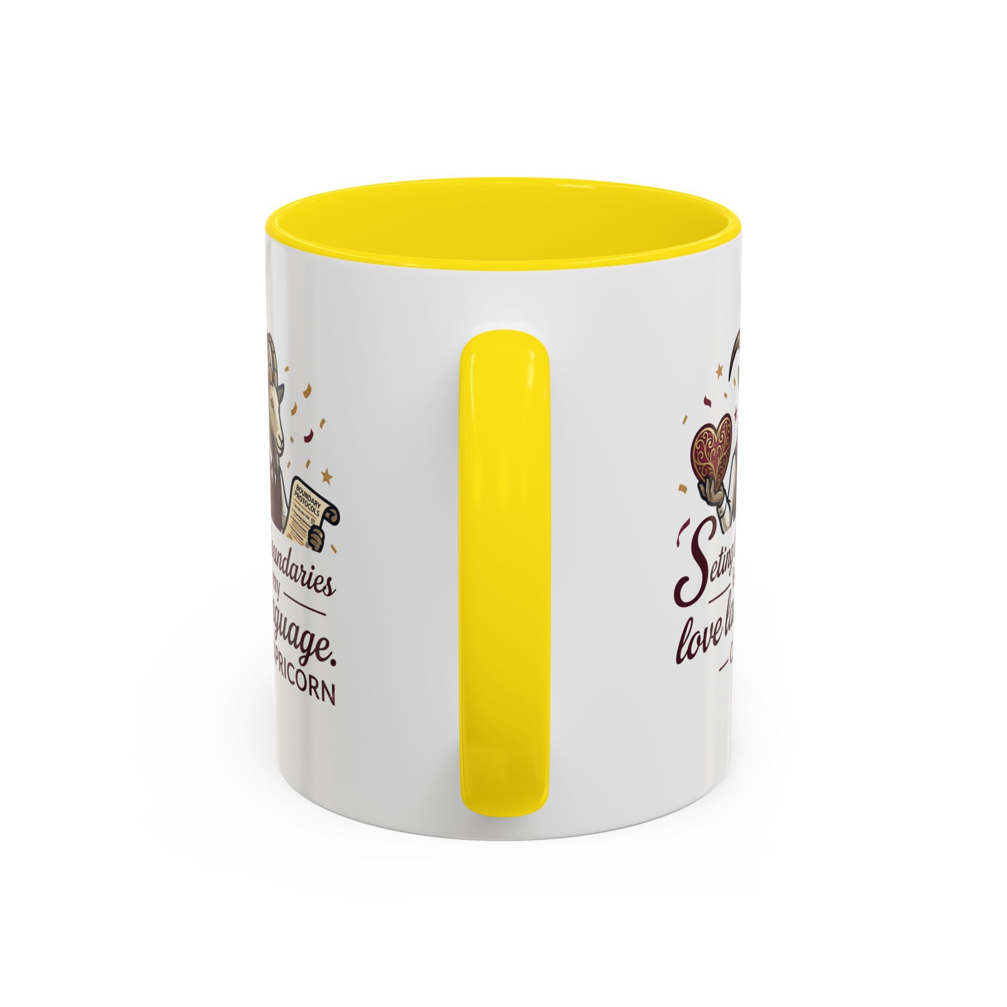 Capricorn Zodiac Coffee Mug — "Setting Boundaries Is My Love Language" Accent Mug