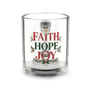 Christmas Glass Mug 10 oz Faith Hope Joy Glass Mug — 10oz Christmas Holiday Coffee Cup