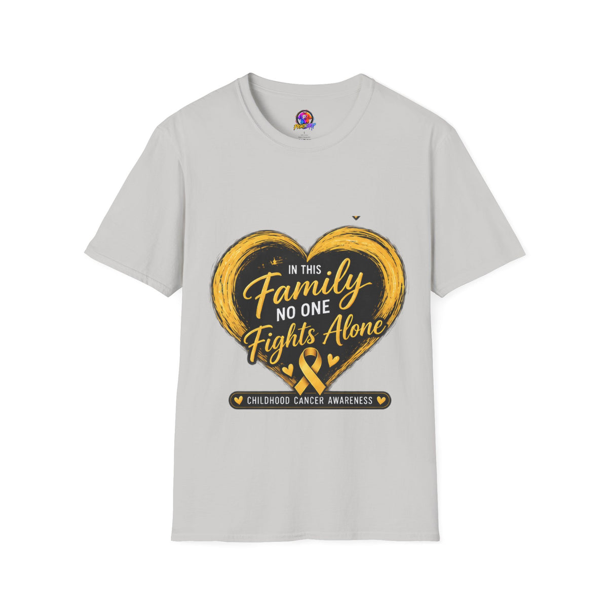 Childhood Cancer Awareness T-Shirt — "In This Family No One Fights Alone"
