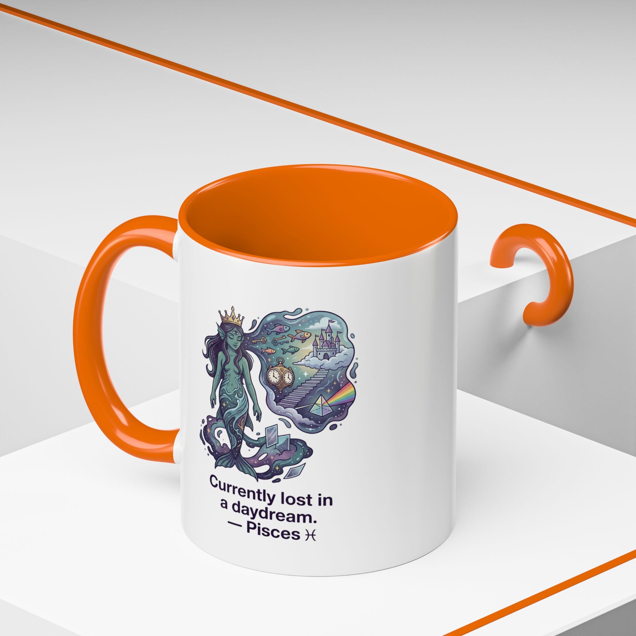Pisces Daydream Accent Coffee Mug — "Currently lost in a daydream" Astrological Zodiac Gift