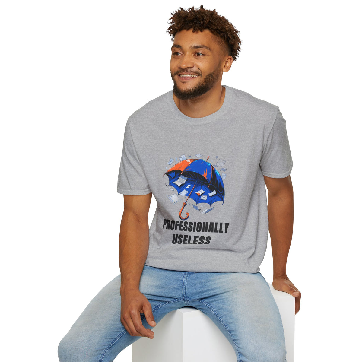 Professionally Useless T-Shirt — Illustrated Umbrella Graphic - Trending Now - August 2026