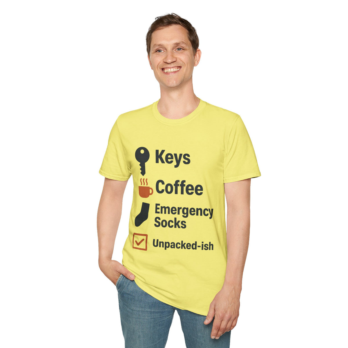 Keys, Coffee, Phone, Wallet Checklist T-Shirt — Minimal Daily Essentials Graphic Tee - Trending Now - August 2026