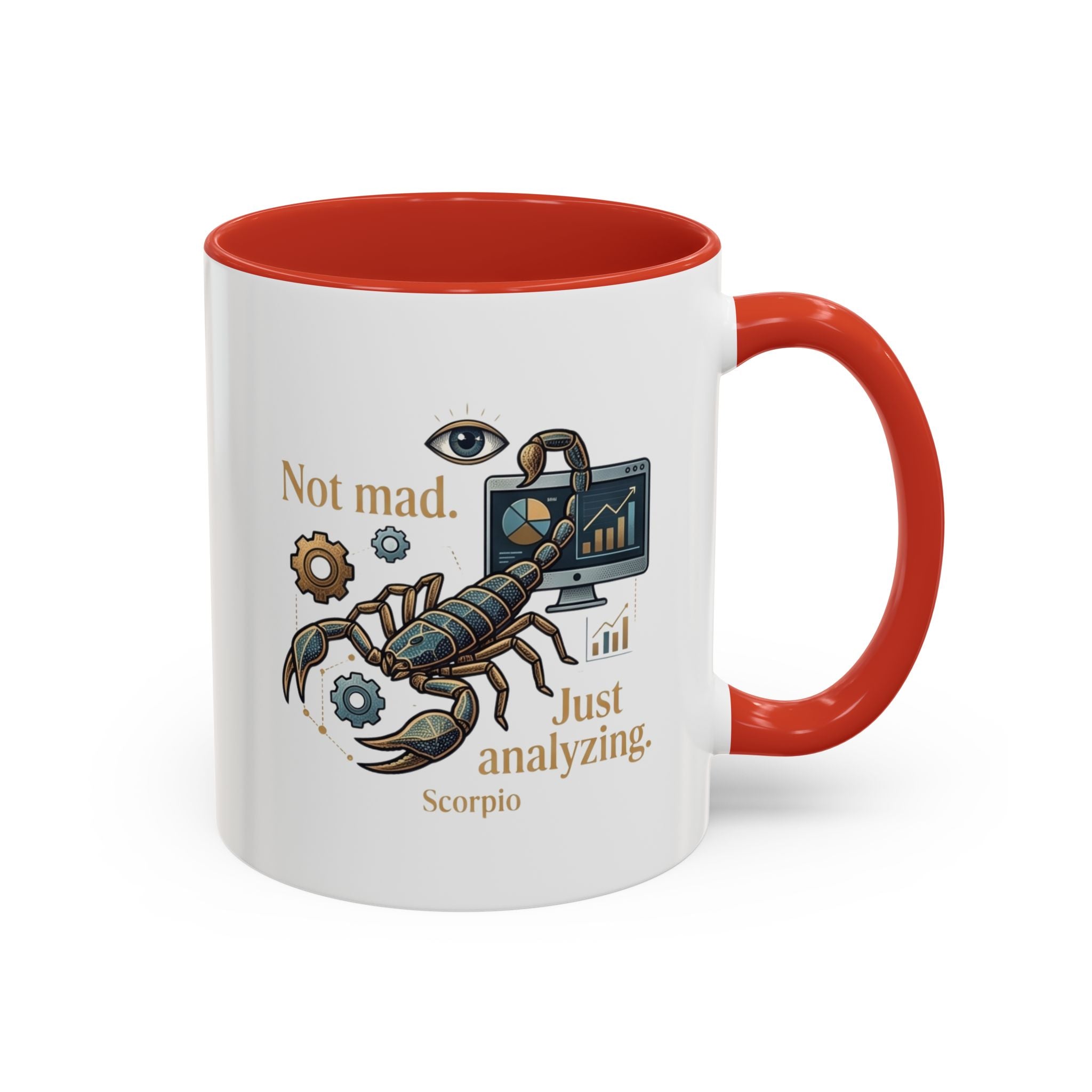 Scorpio Coffee Mug — "Not Mad. Just Analyzing." Accent 11/15oz