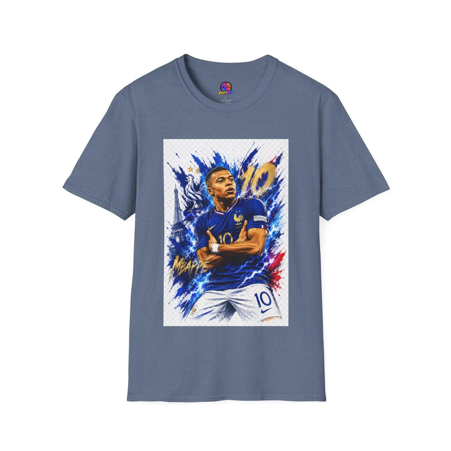 France Mbappé Soccer T-Shirt — #10 Blue Action Portrait Tee