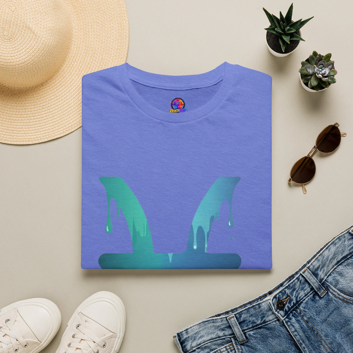 Pisces Drip Zodiac T-Shirt — Blue Gradient Astrological Tee